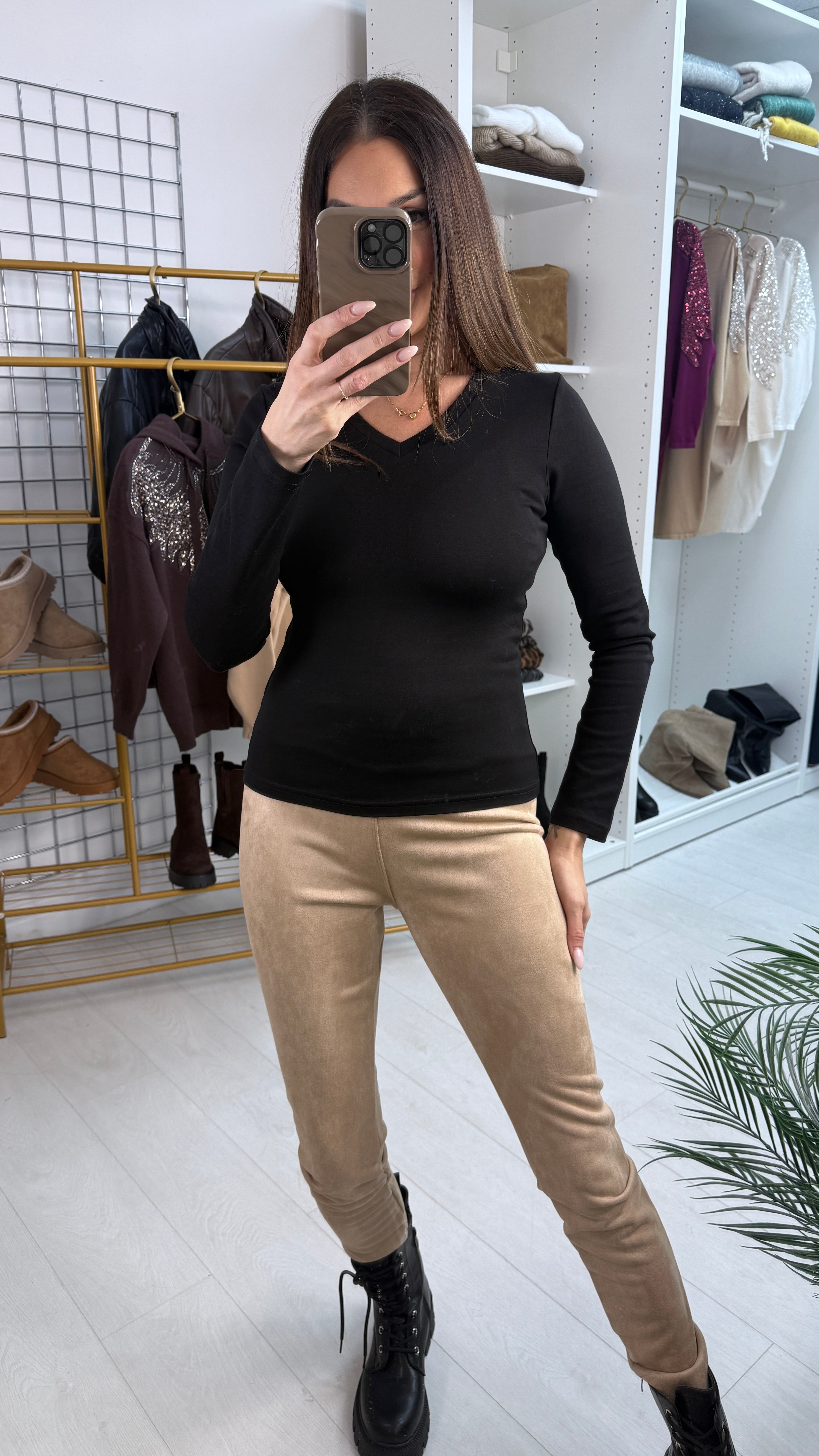 Palma Super Soft Faux Suede Beige Leggings