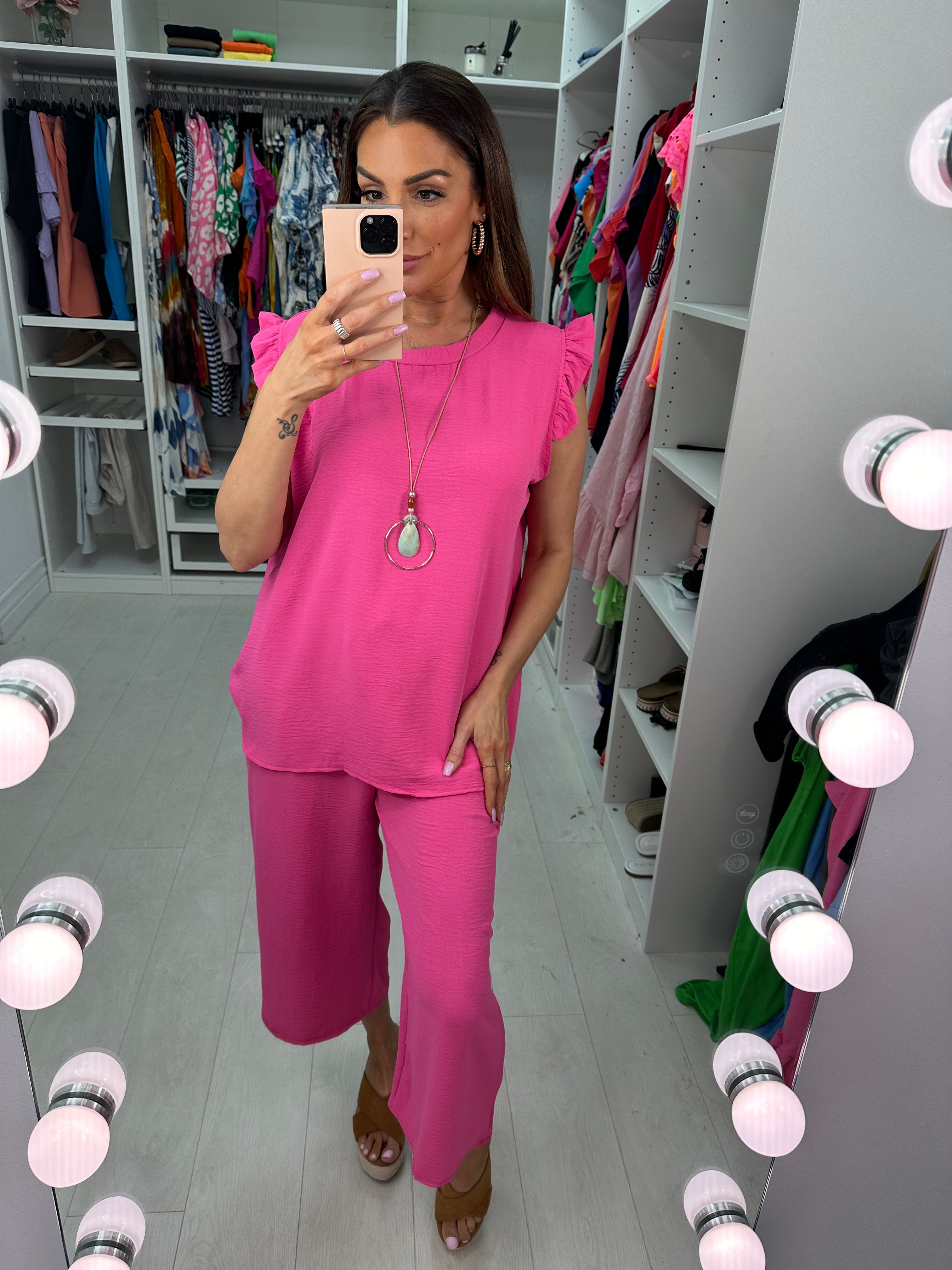 Fidelia Frill Detail Crepe Culotte Co-Ord Set