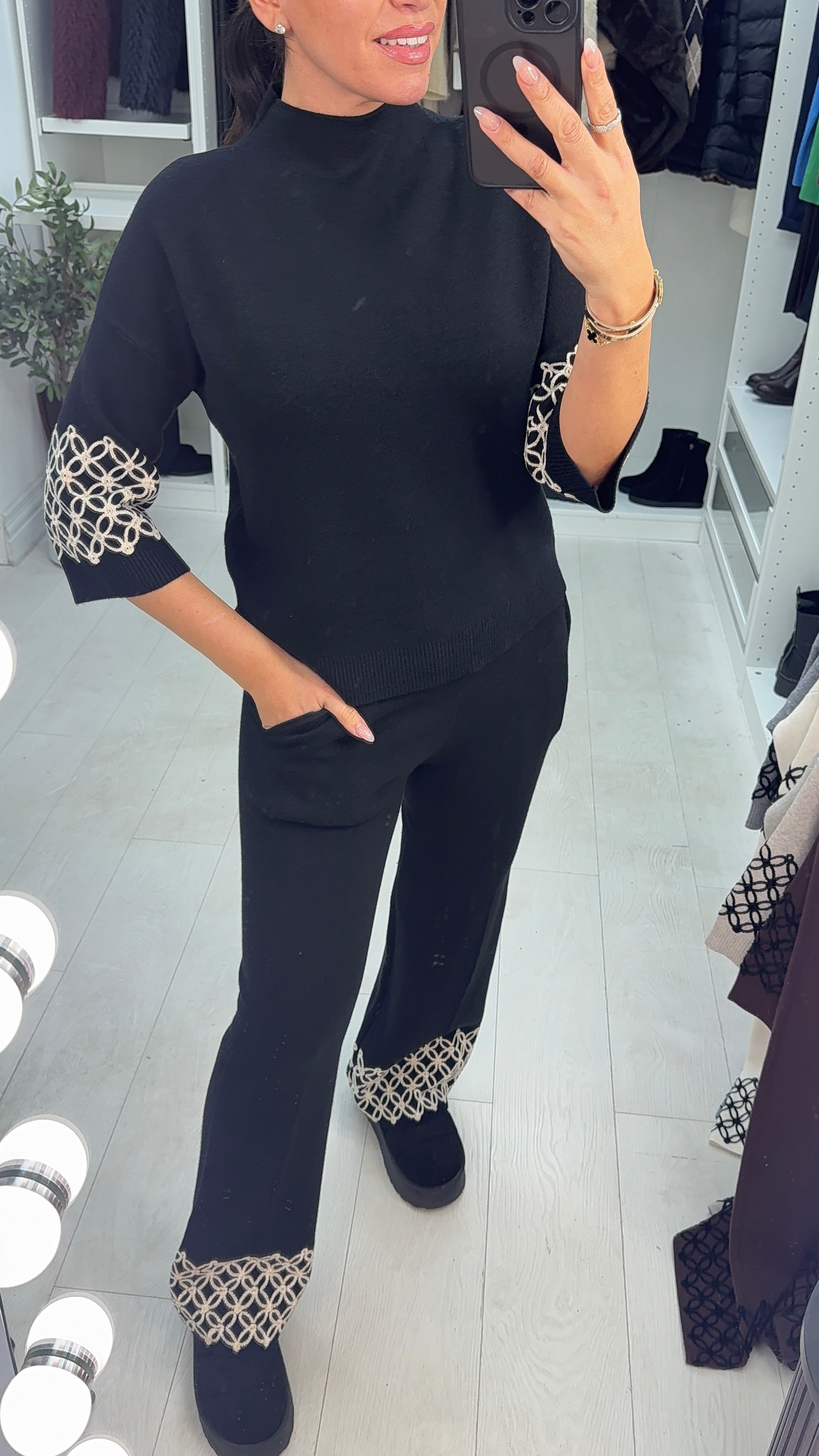 Clara Embroidered Hem Loungewear Set