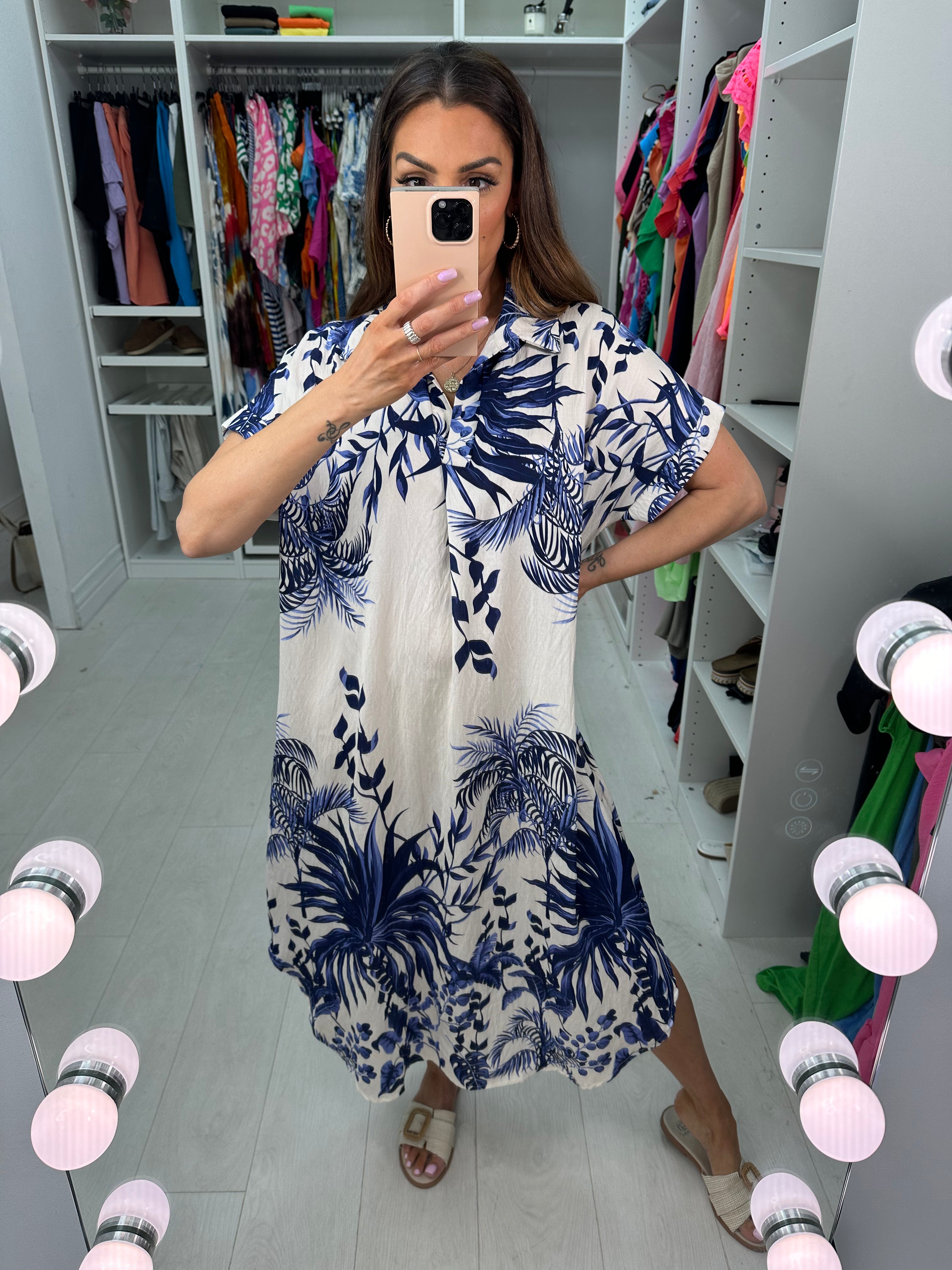 Philomena Leaf Pattern Crepe Maxi Dress