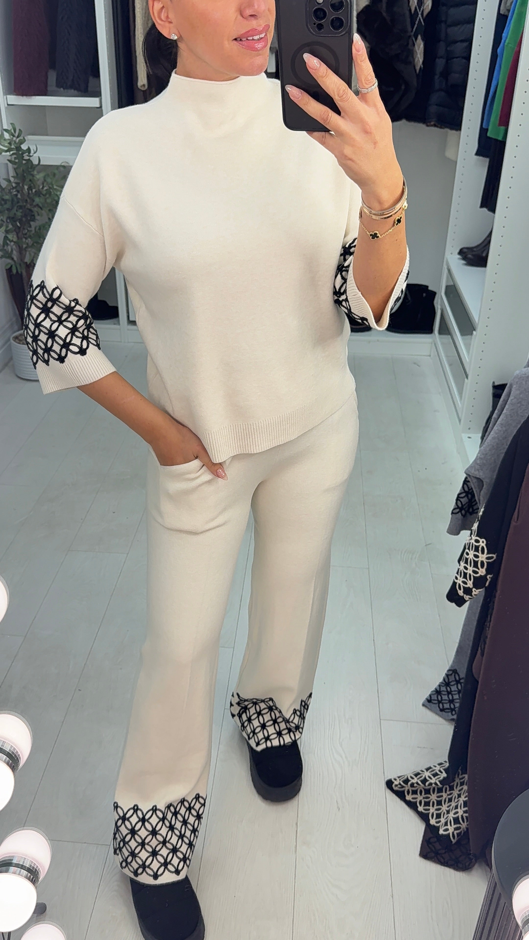 Clara Embroidered Hem Loungewear Set