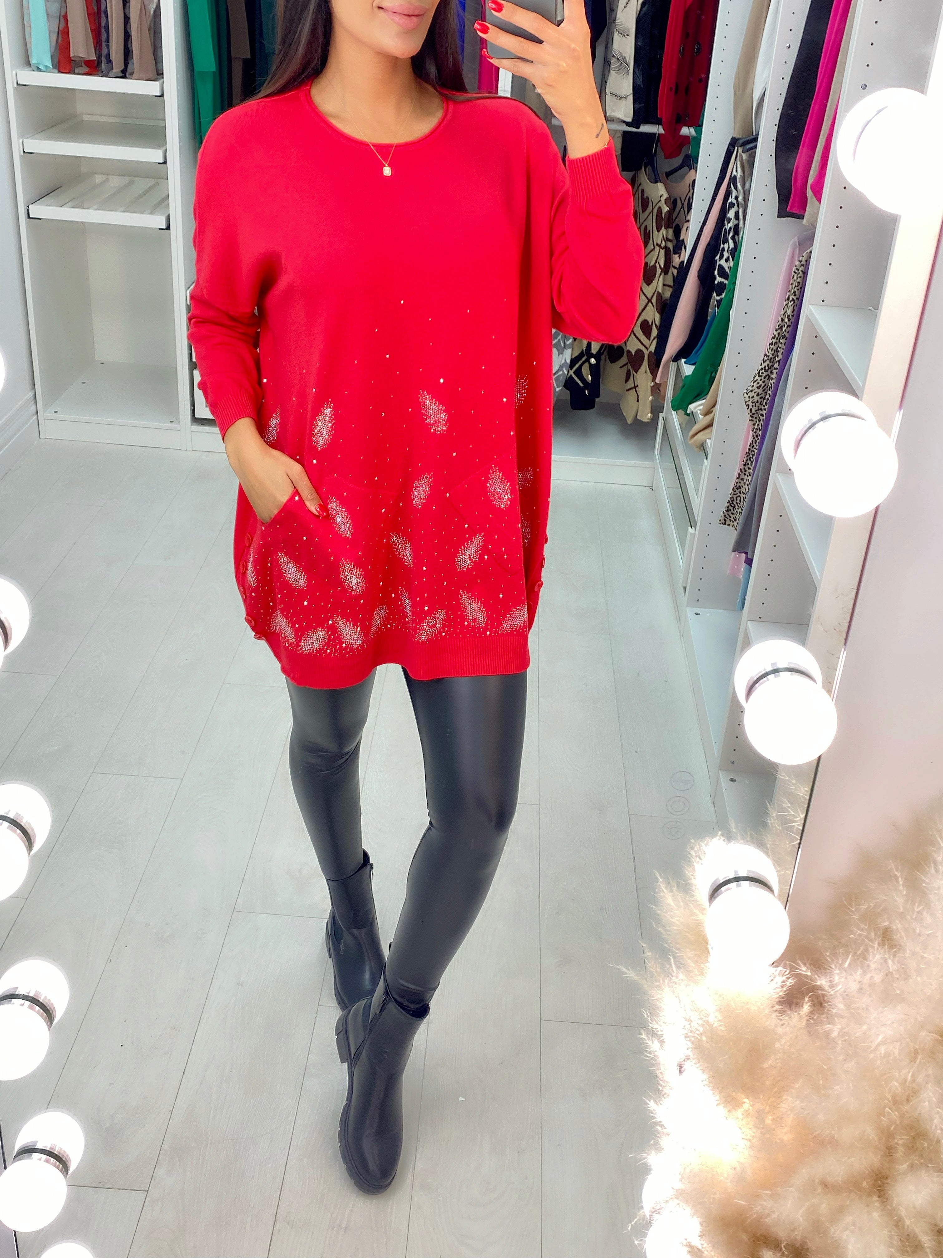 Zainab Diamante Scatter Leaf Oversized Jumper