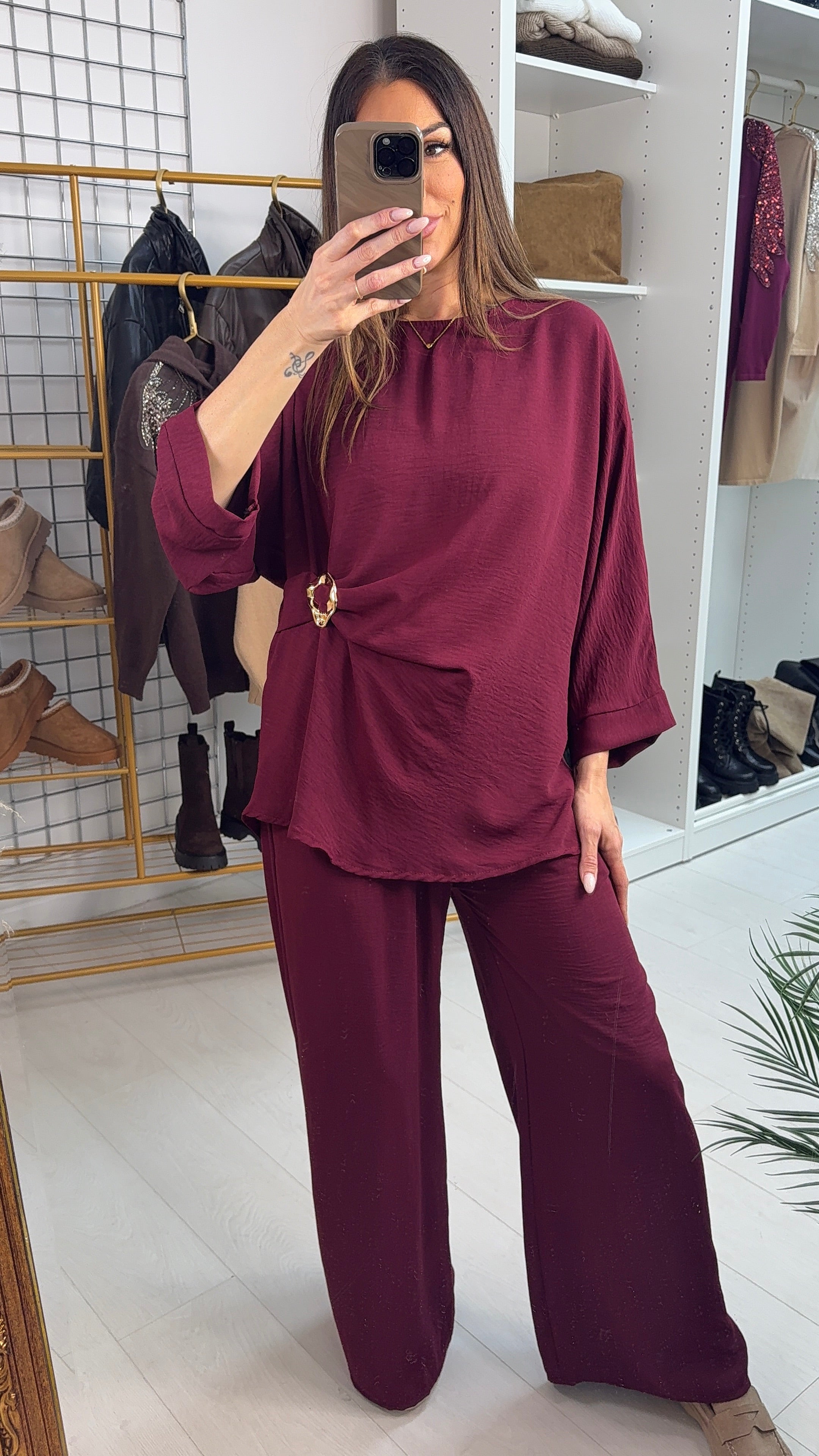 Harlee Plain Buckle Detail Loose Fit Co-Ord Set