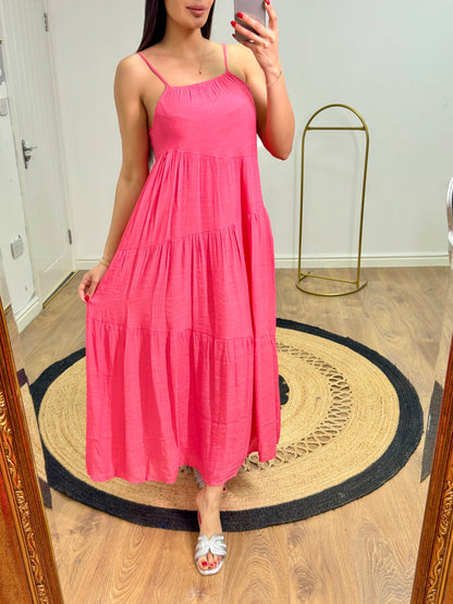 Evie Drawstring Cami Tier Maxi Dress