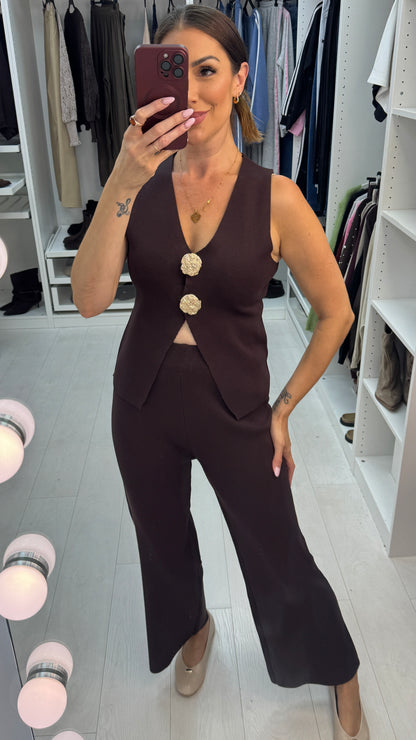 Wynn Plain Embellished Button Waistcoat Co Ord Set