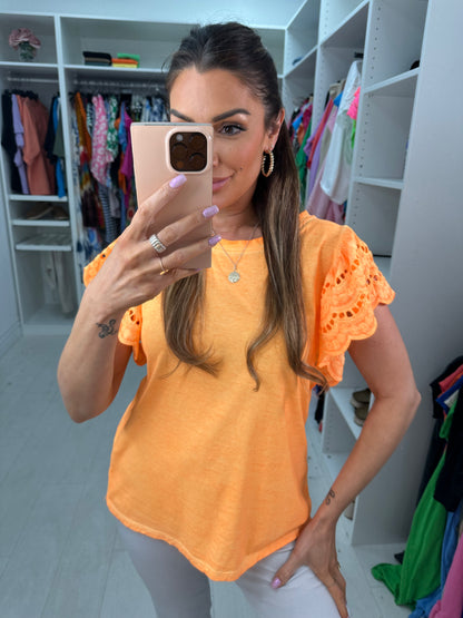 Kimberly Crochet Sleeve T-shirt