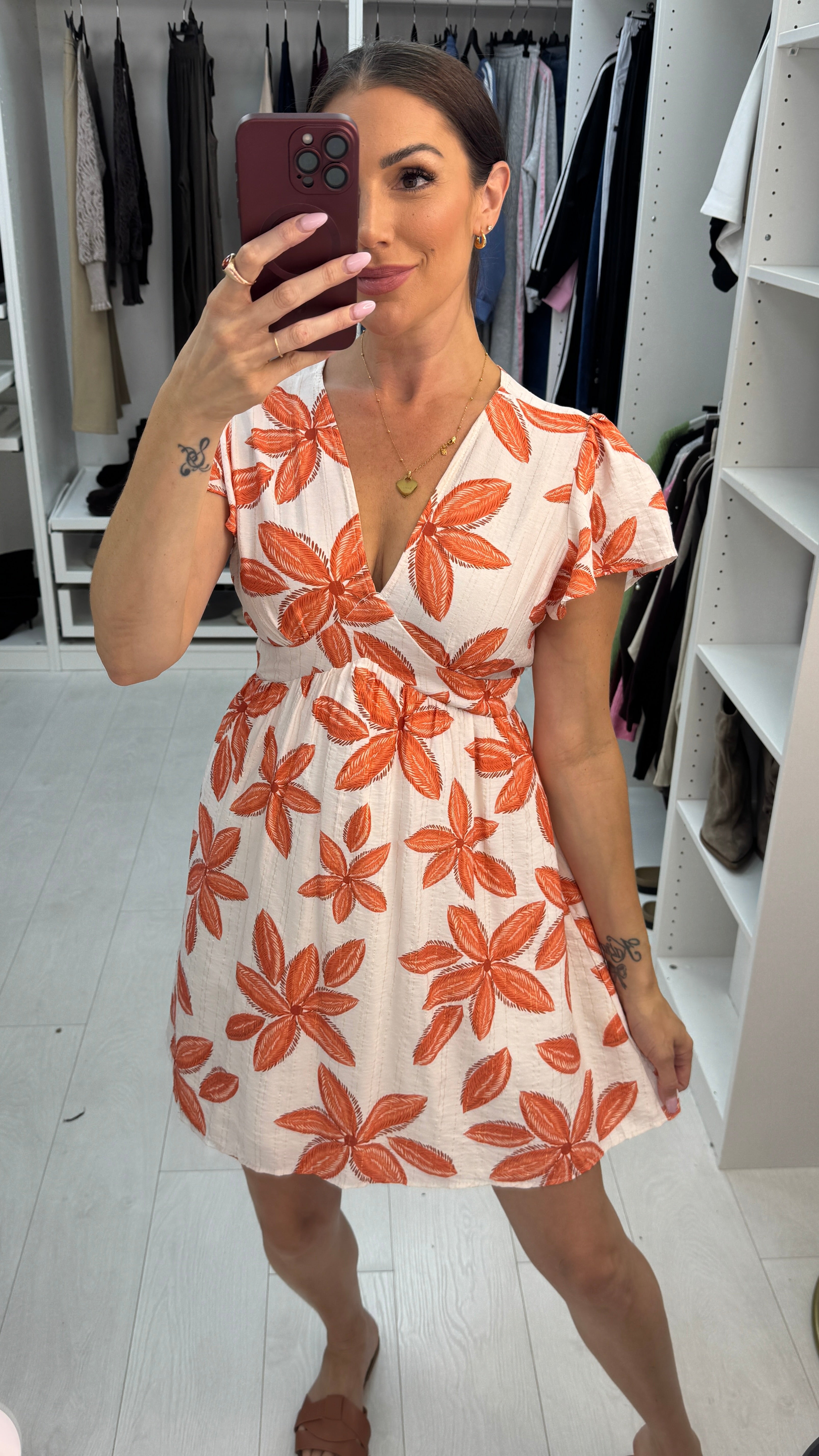 Anais Floral Print V Neck Floaty Dress
