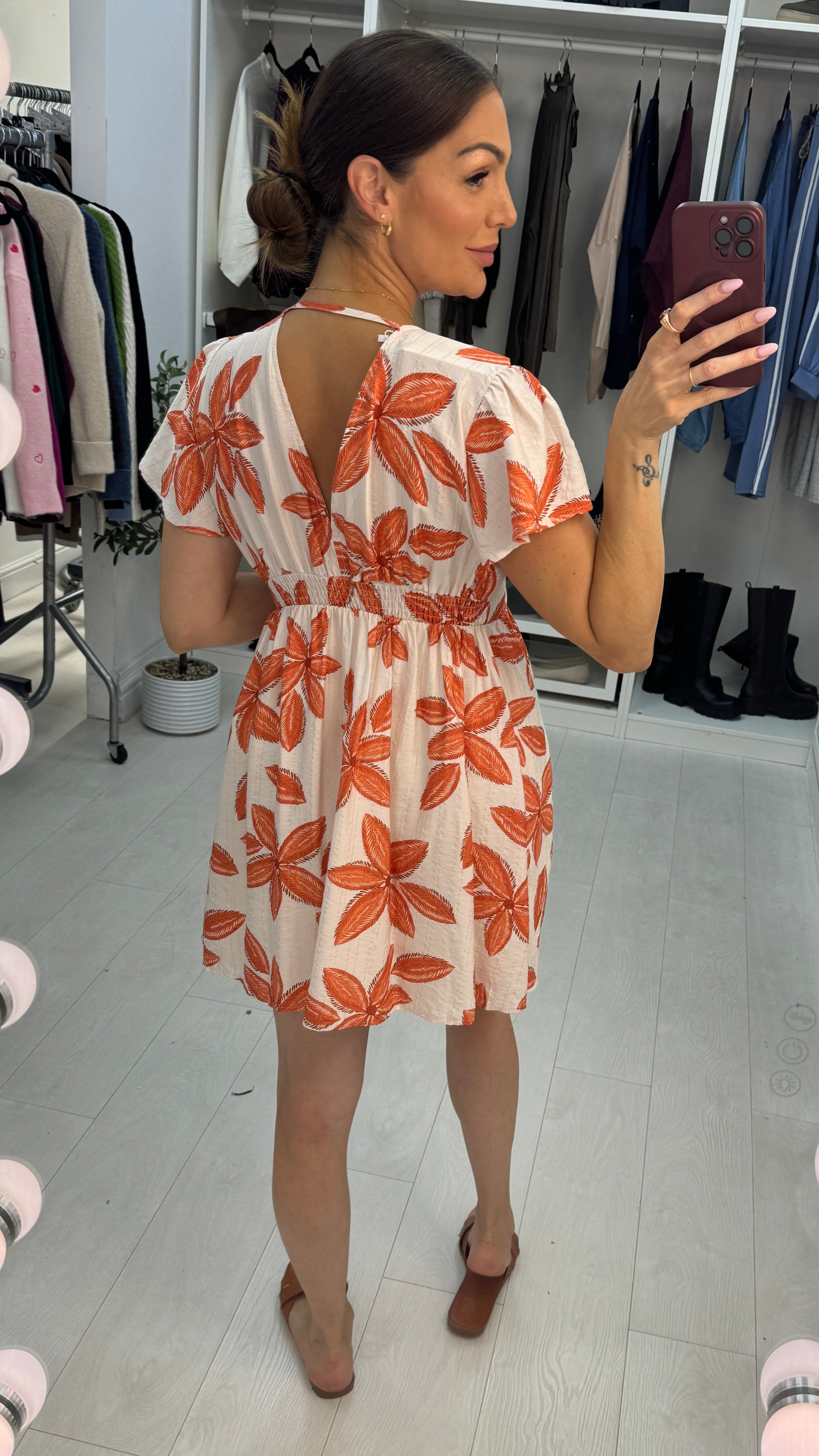 Anais Floral Print V Neck Floaty Dress