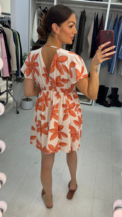 Anais Floral Print V Neck Floaty Dress