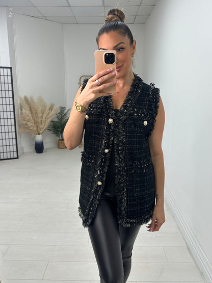 Nicola Boucle Knit Fringe Detail Gilet