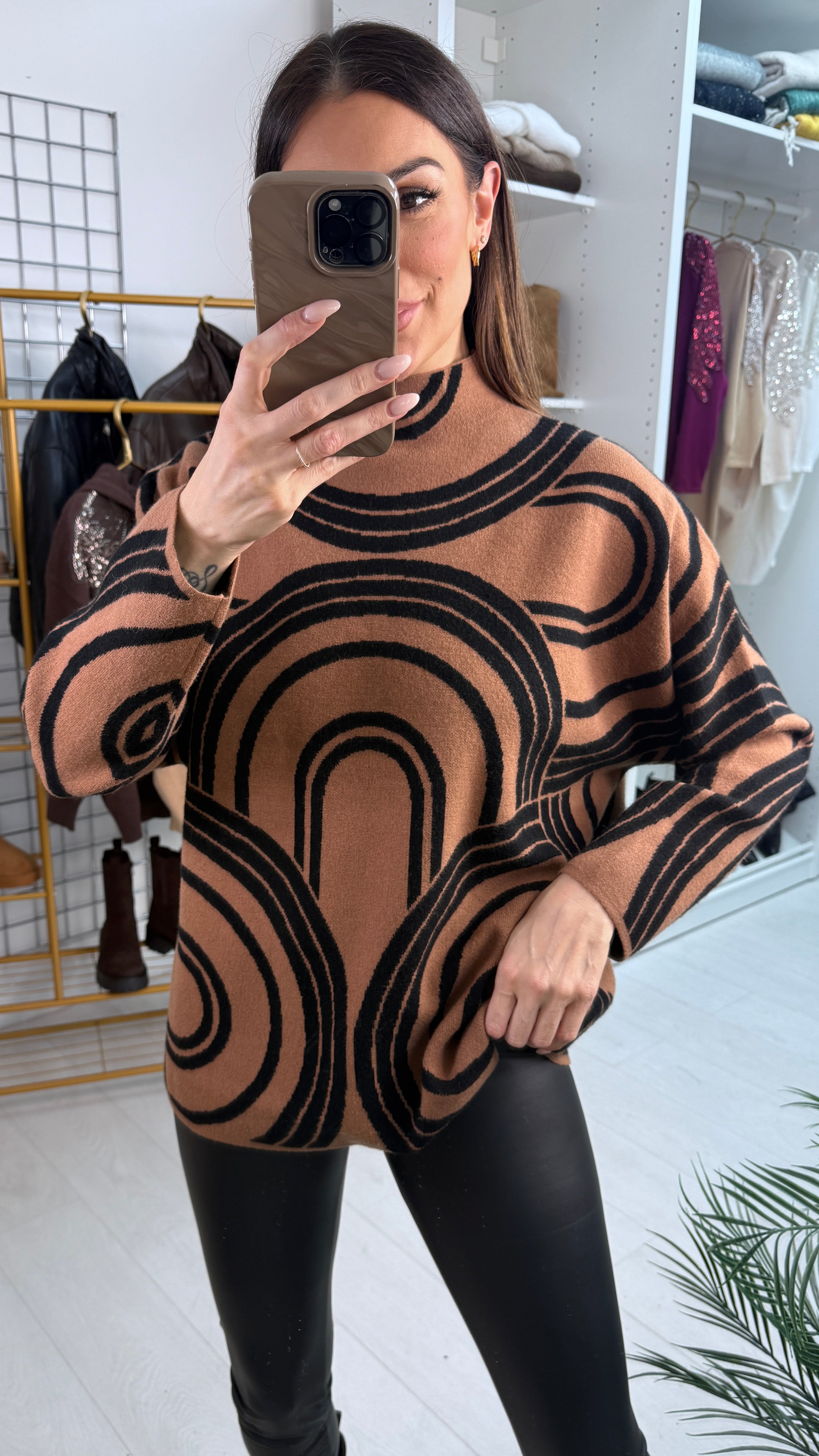 Saisha Abstract Print High Neck Jumper