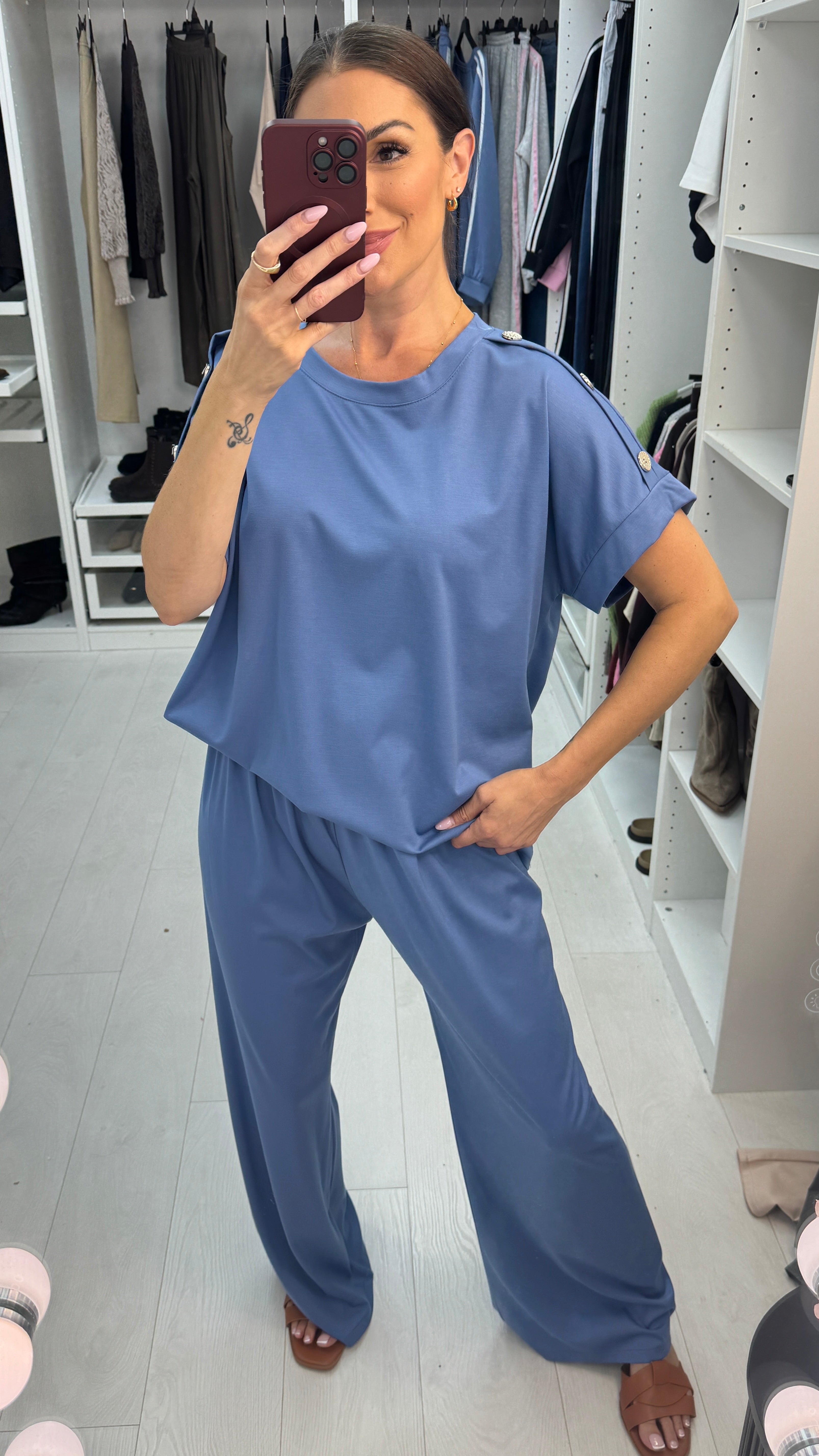 Natalia Plain Button Detailed Loungewear Set