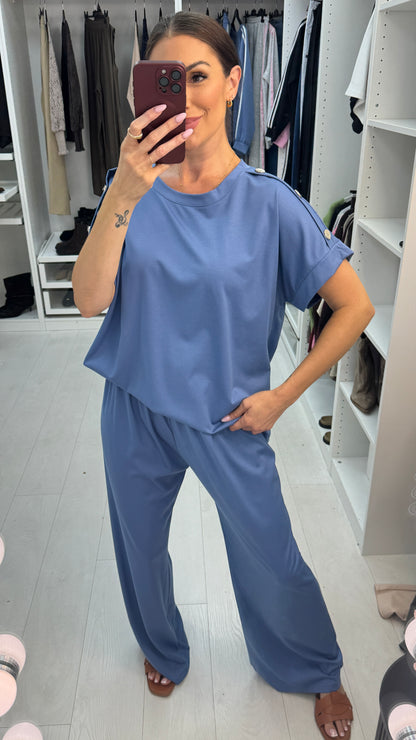 Natalia Plain Button Detailed Loungewear Set