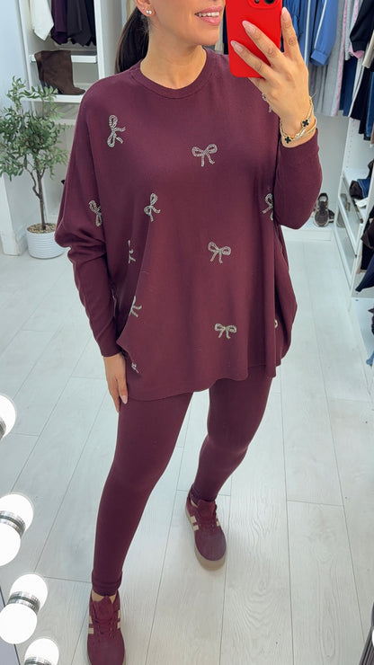 Yamira Bow Embellished Loungewear Set