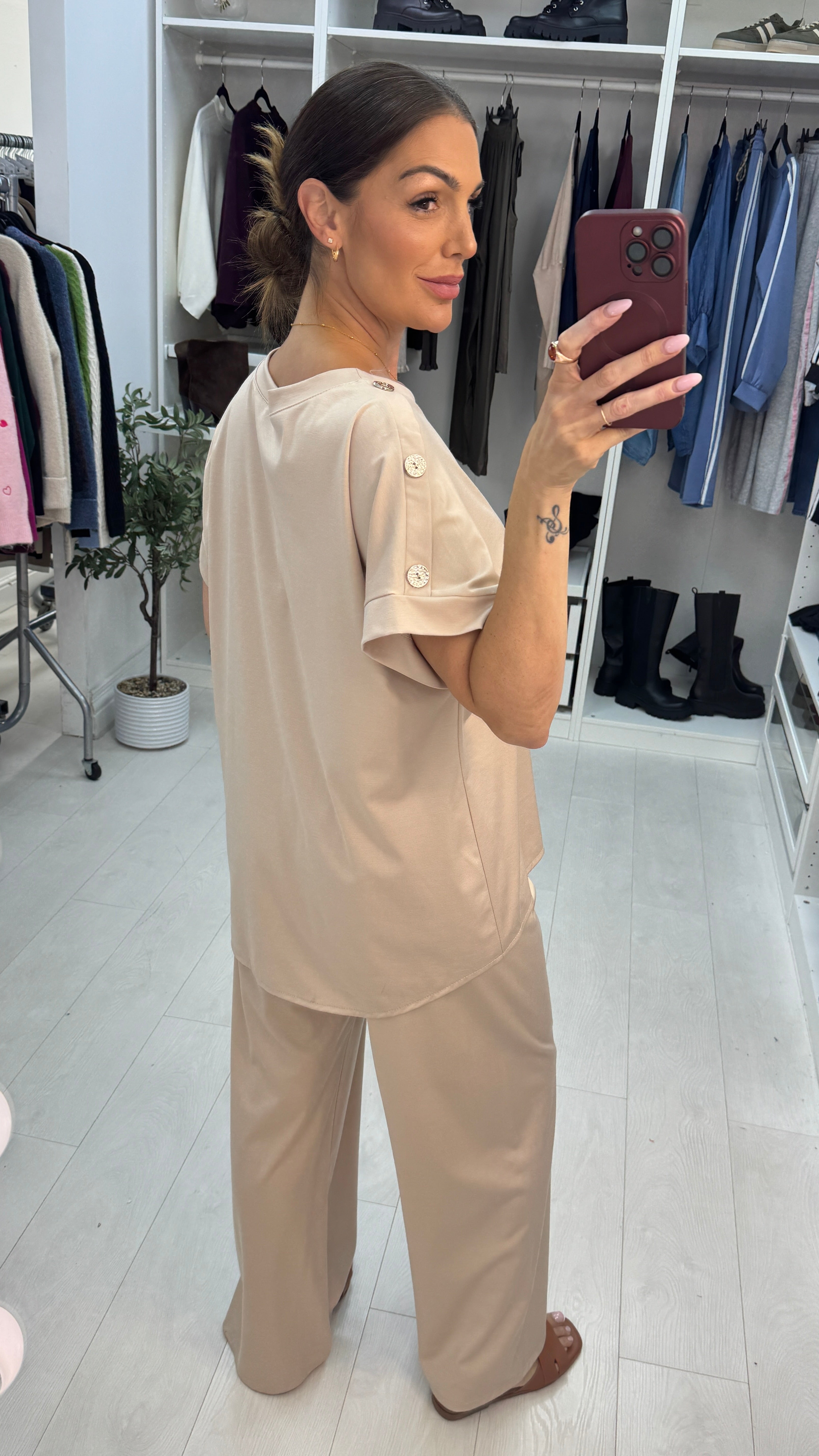 Natalia Plain Button Detailed Loungewear Set