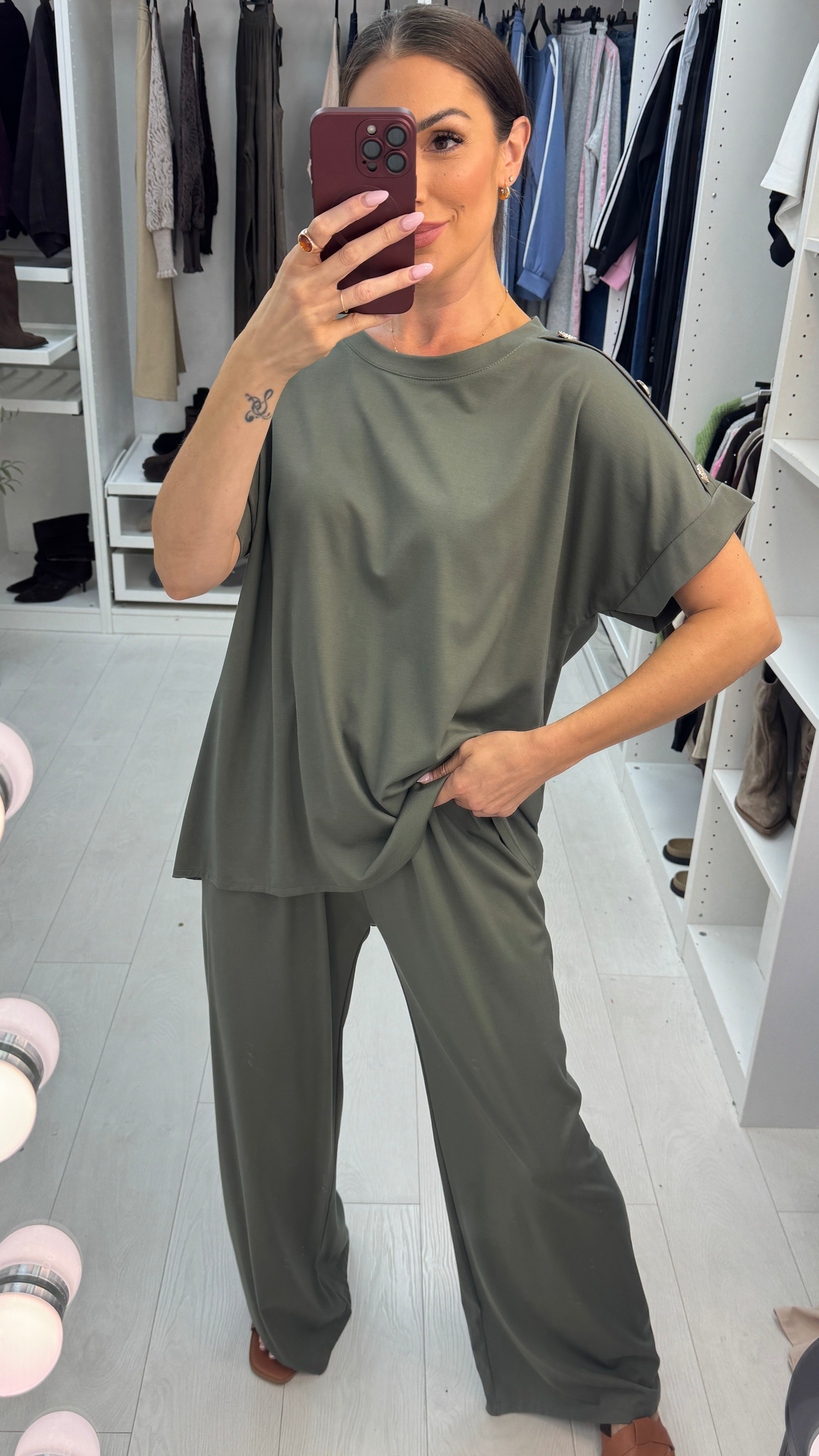 Natalia Plain Button Detailed Loungewear Set