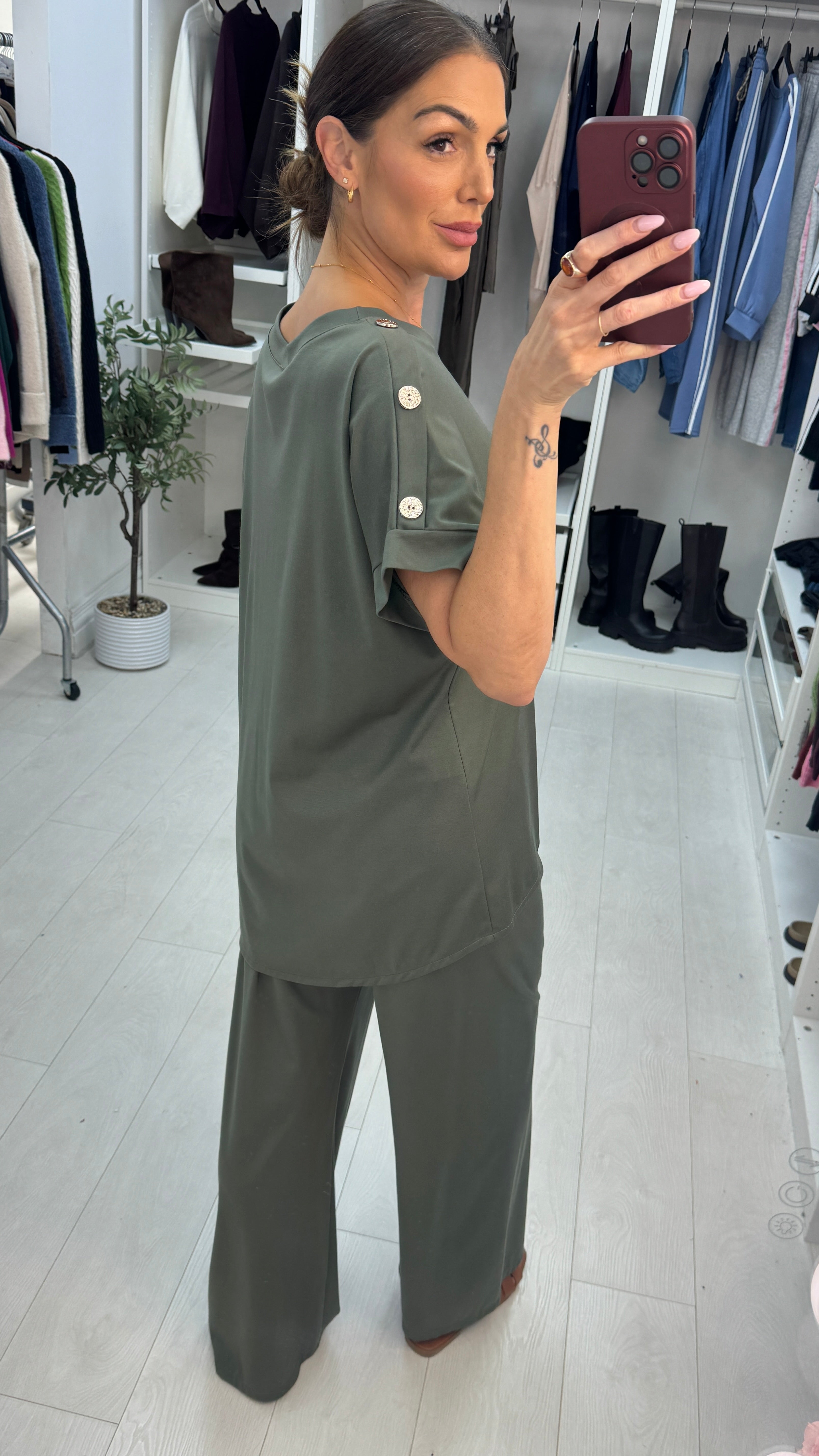Natalia Plain Button Detailed Loungewear Set
