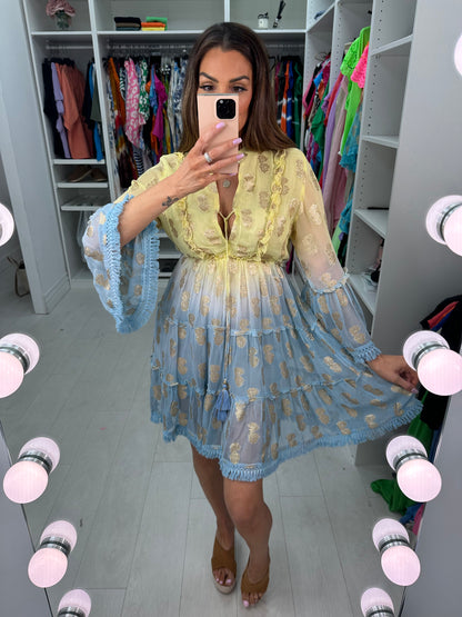 Rochella Ombre Printed Smock Dress