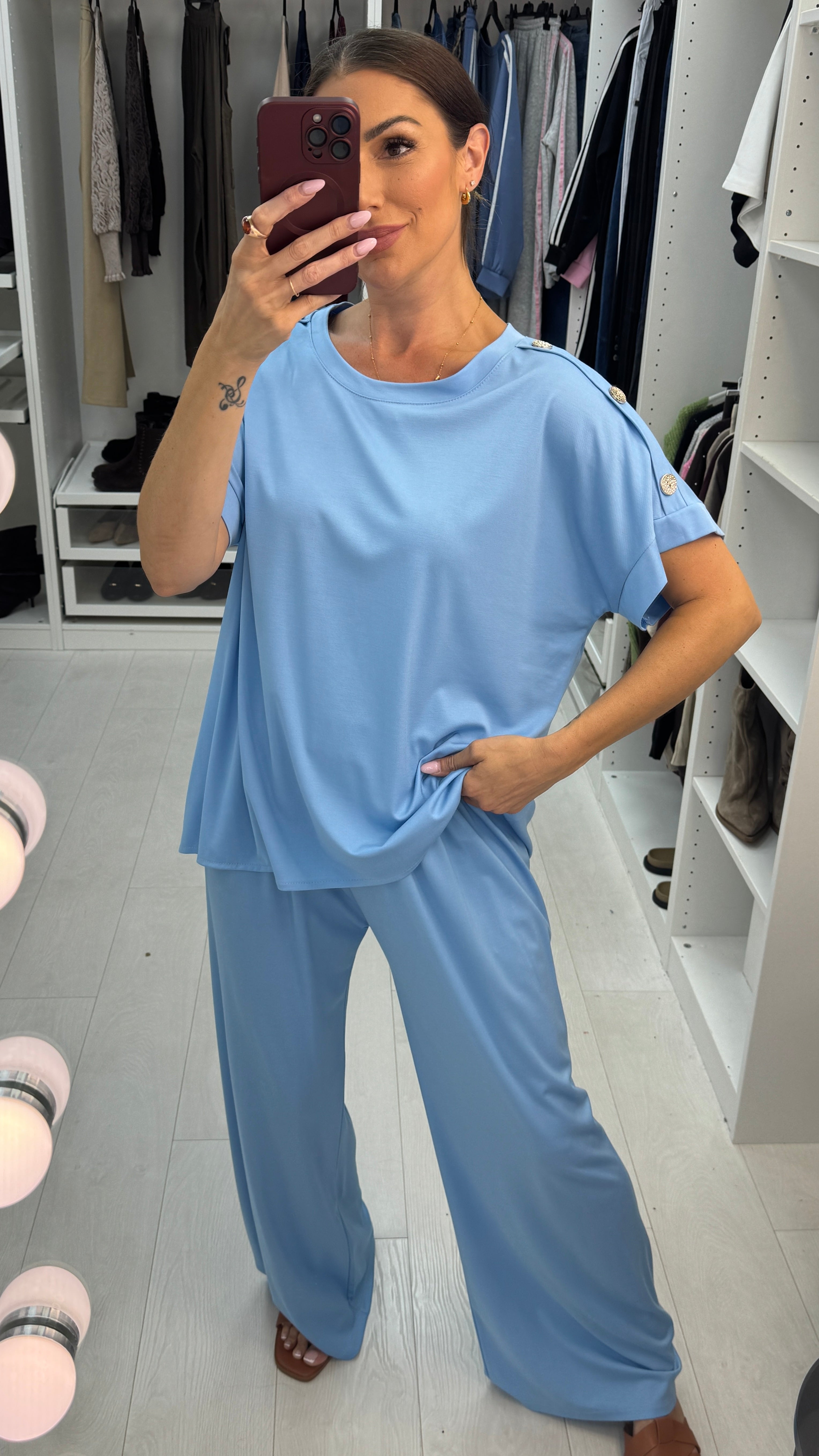 Natalia Plain Button Detailed Loungewear Set