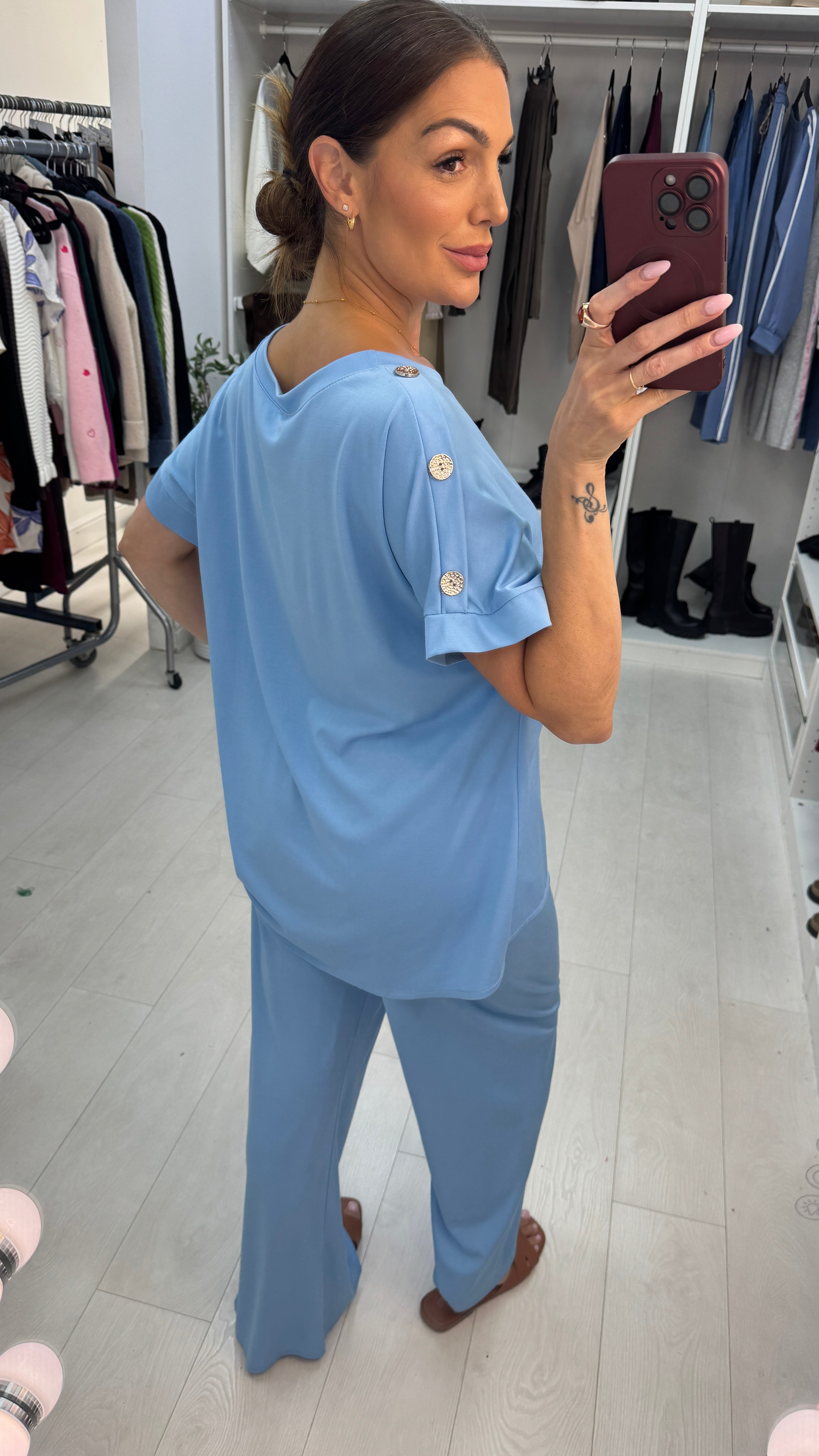 Natalia Plain Button Detailed Loungewear Set