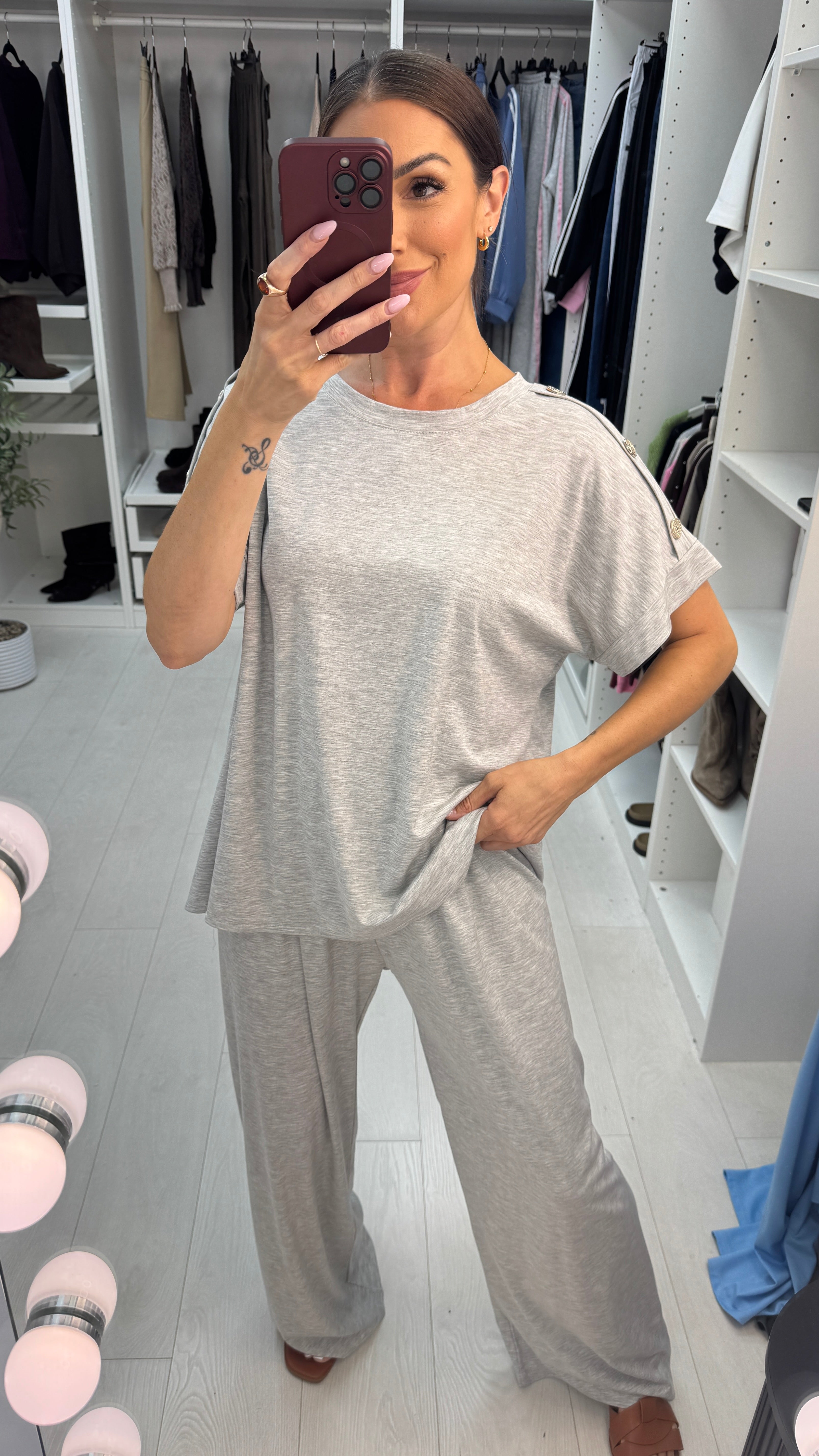 Natalia Plain Button Detailed Loungewear Set