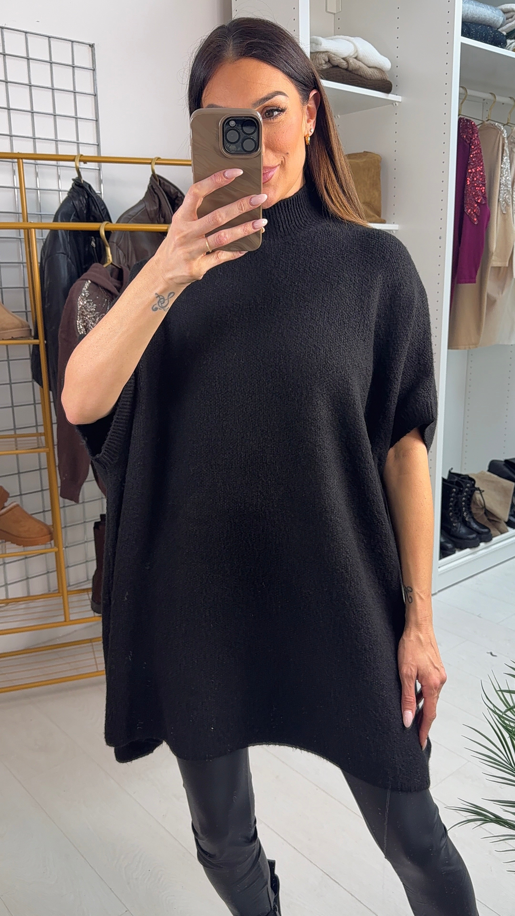 Shelbie Plain High Neck Oversized Jumper