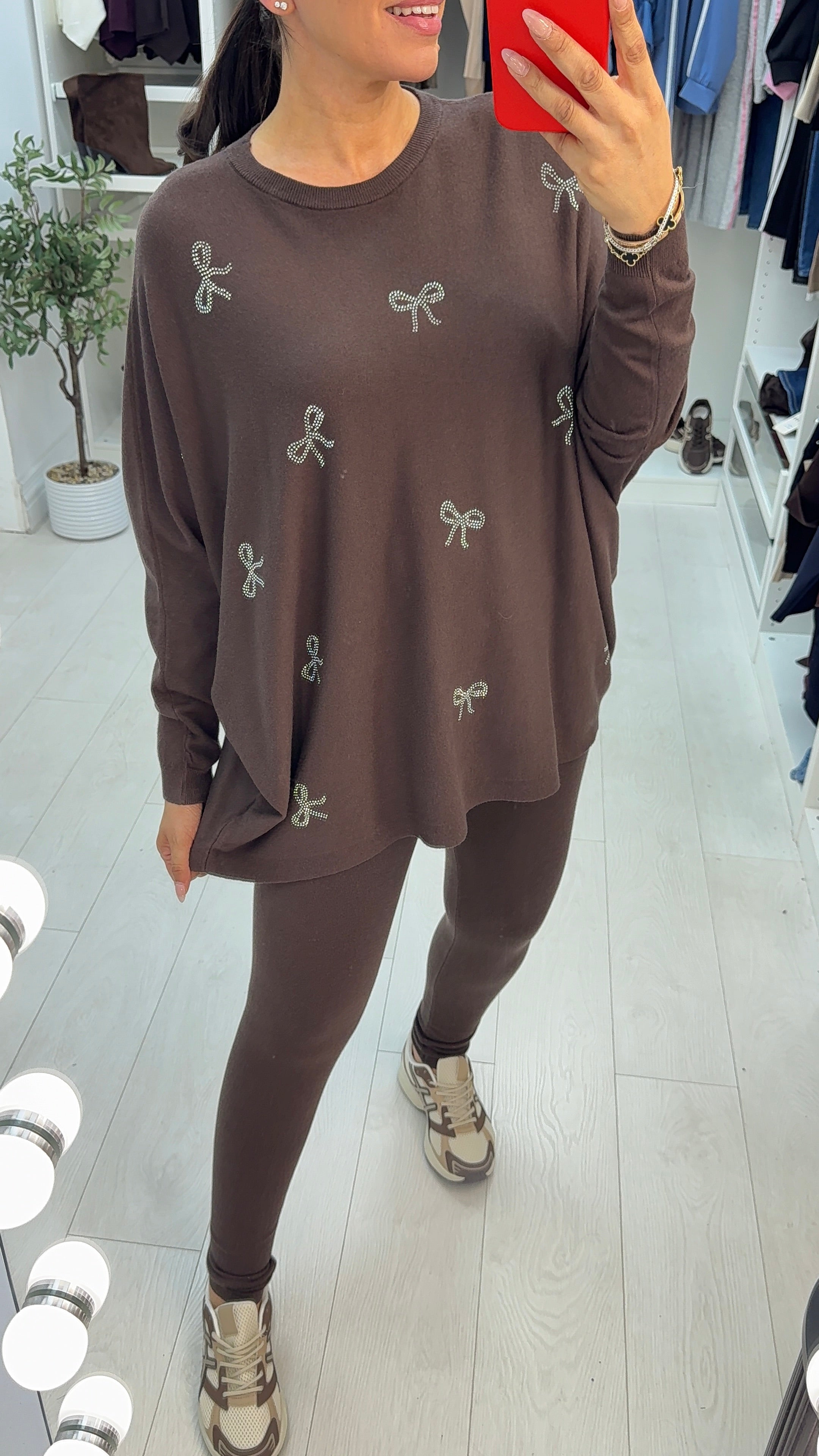 Yamira Bow Embellished Loungewear Set