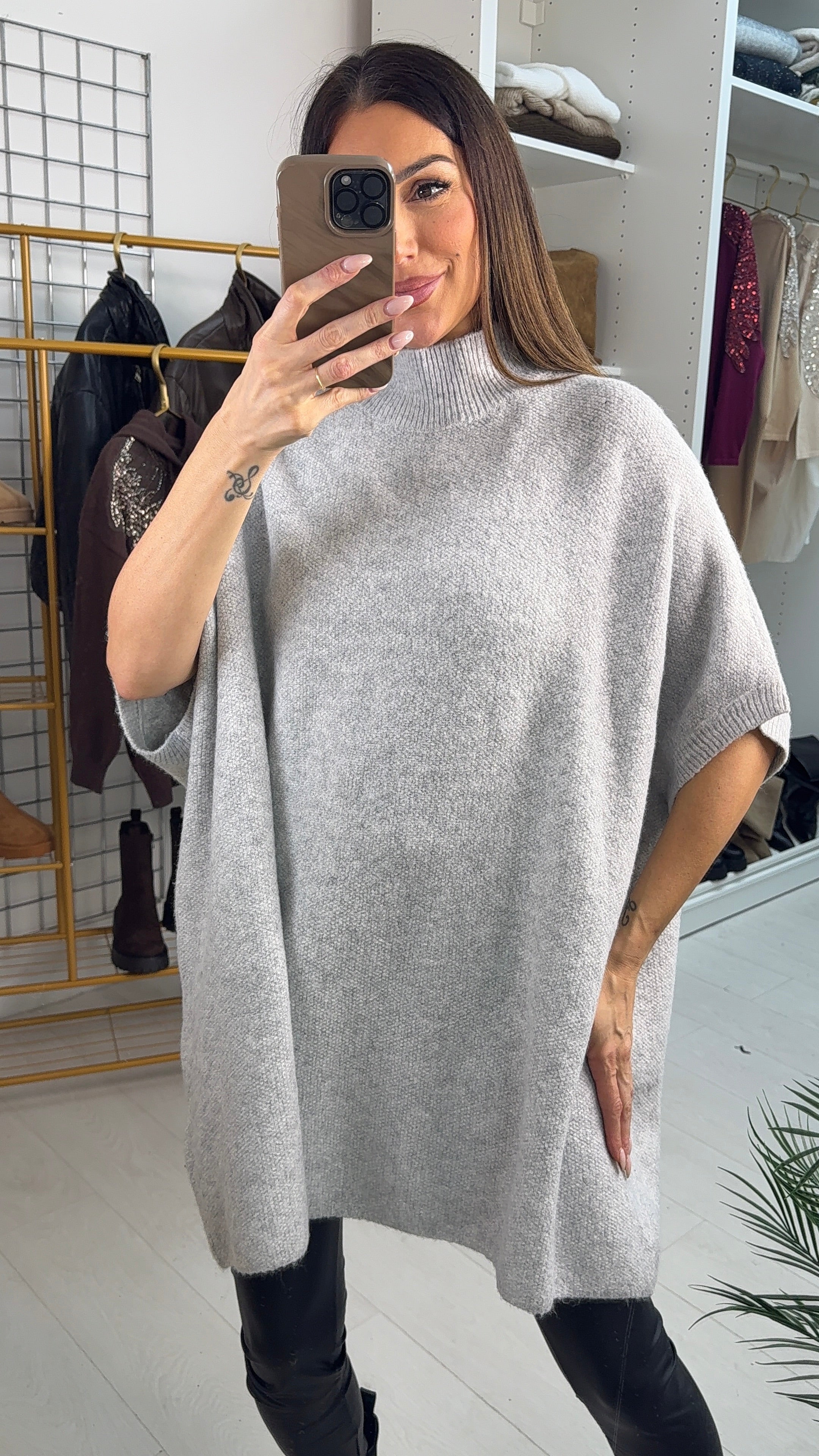Shelbie Plain High Neck Oversized Jumper