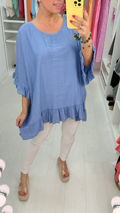 Alexa Lightweight Ruffle Detail Oversized Top