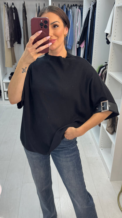 Bluebell Plain Buckle Detail Short Sleeve Jumper