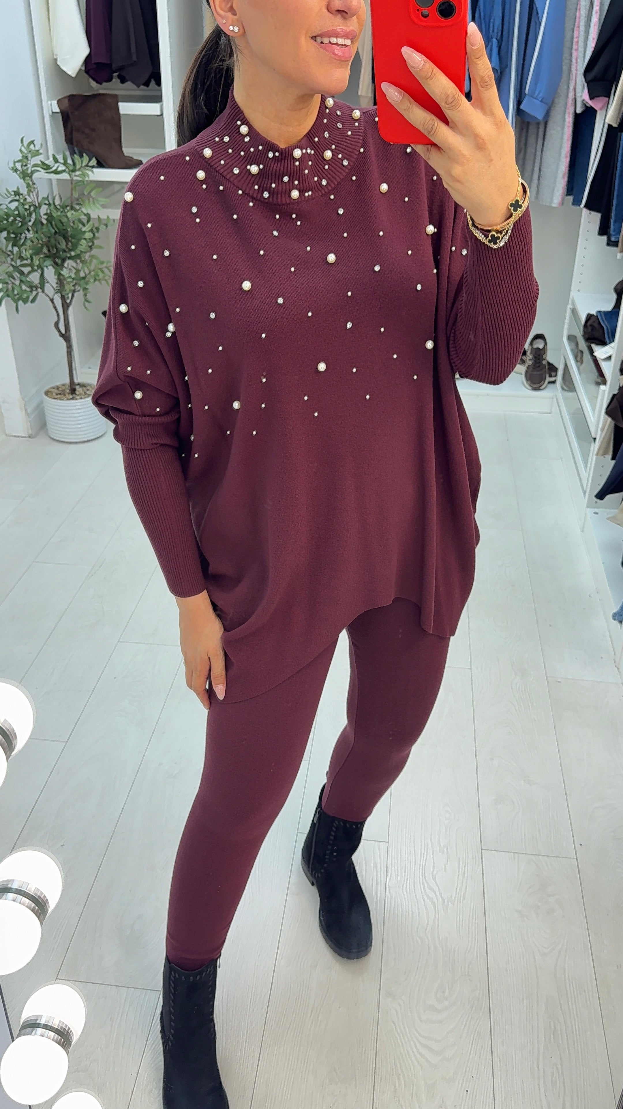 Bobby Pearl Embellished Loungewear Set