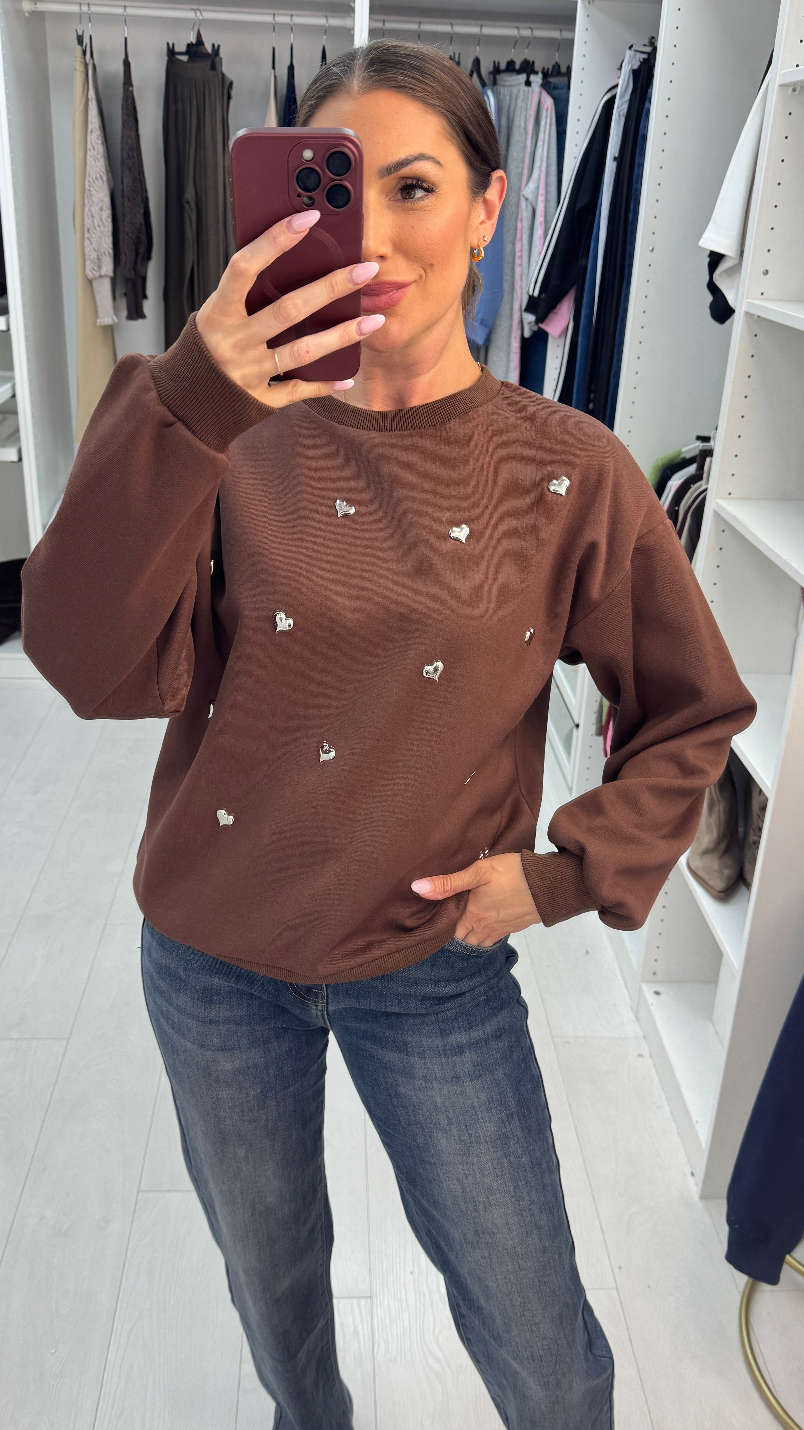 Zelda Heart Embellished Loose Fit Sweatshirt