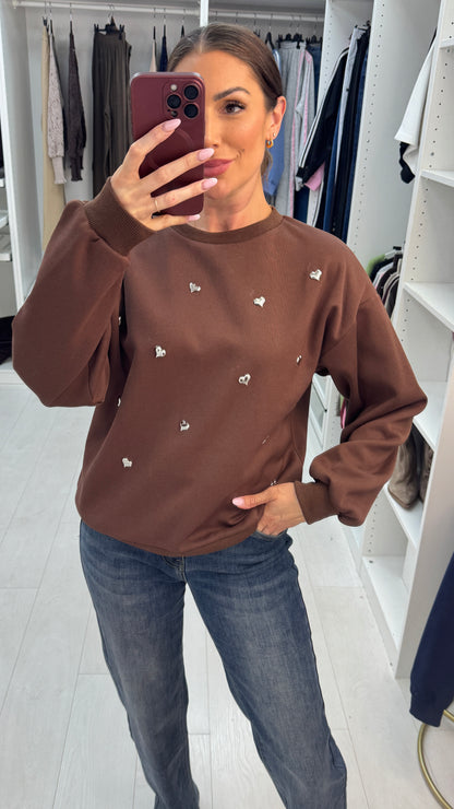 Zelda Heart Embellished Loose Fit Sweatshirt