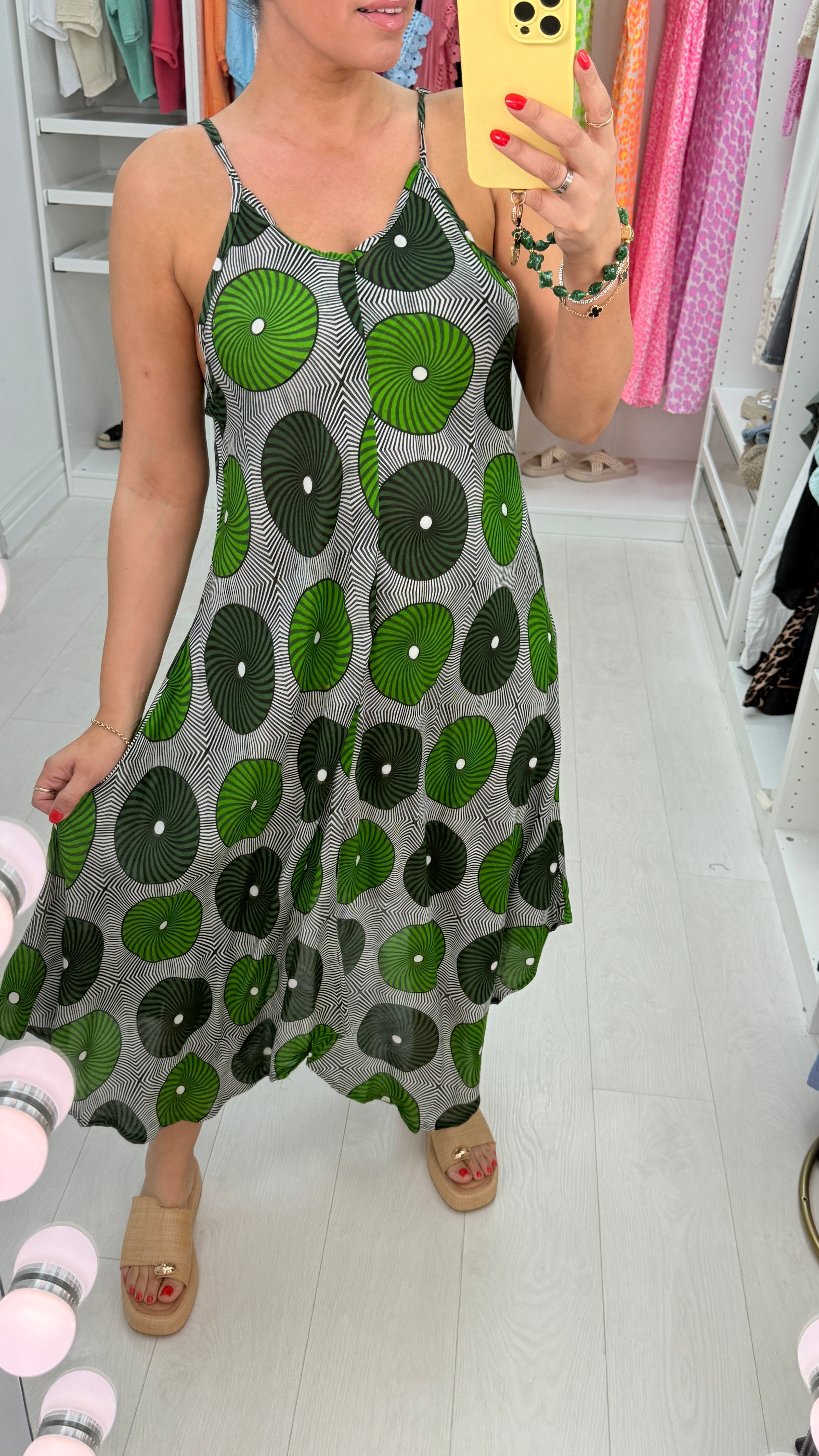 Dina Abstract Stappy Loose Fit Asymmetric Dress