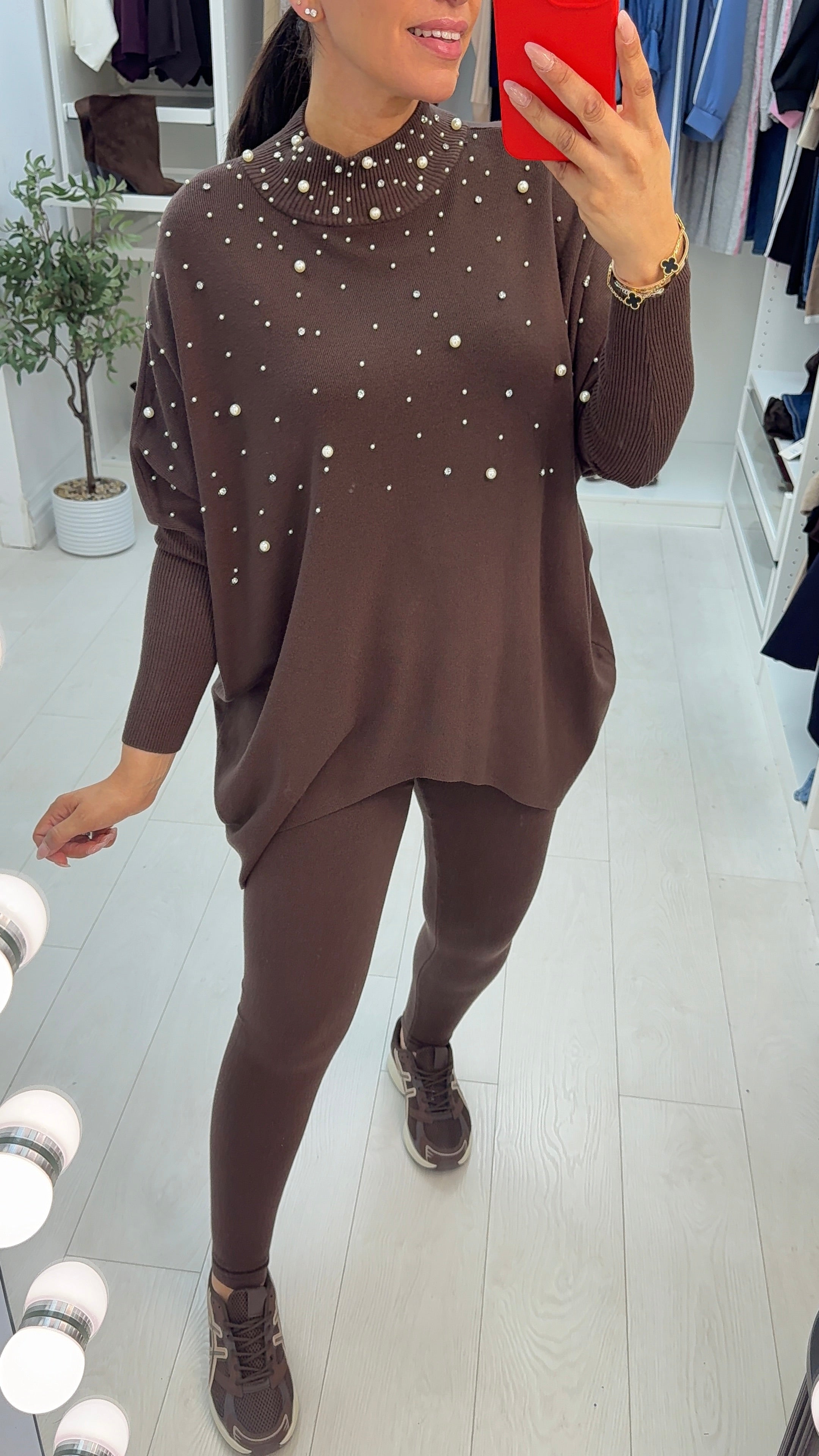 Bobby Pearl Embellished Loungewear Set