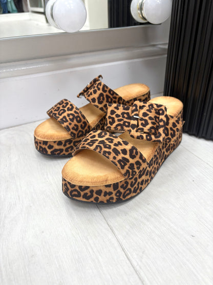 Abbey Faux Suede Buckle Platform Mules