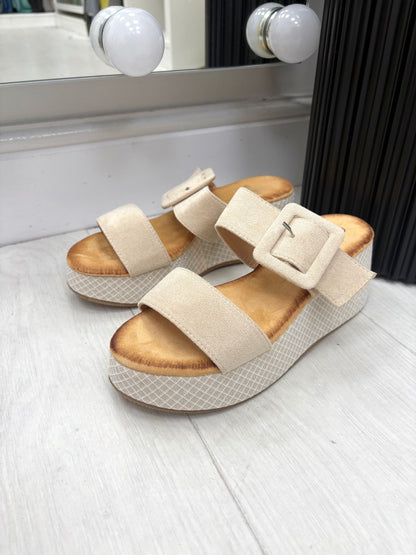 Abbey Faux Suede Buckle Platform Mules