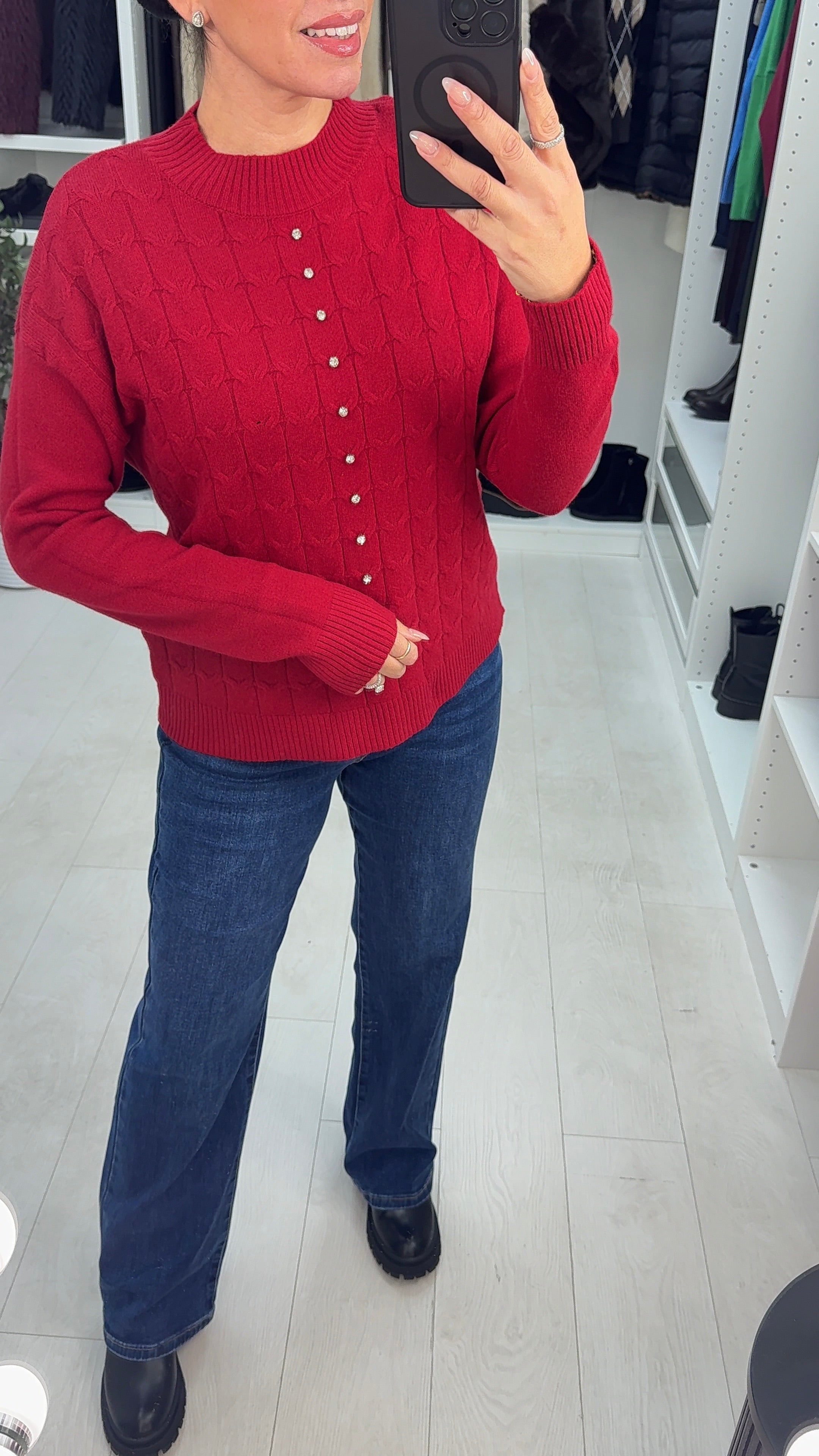 Elsey Plain Diamante Embellished Knit Jumper