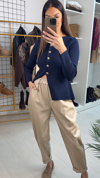 Callen Faux Leather Belted Joggers