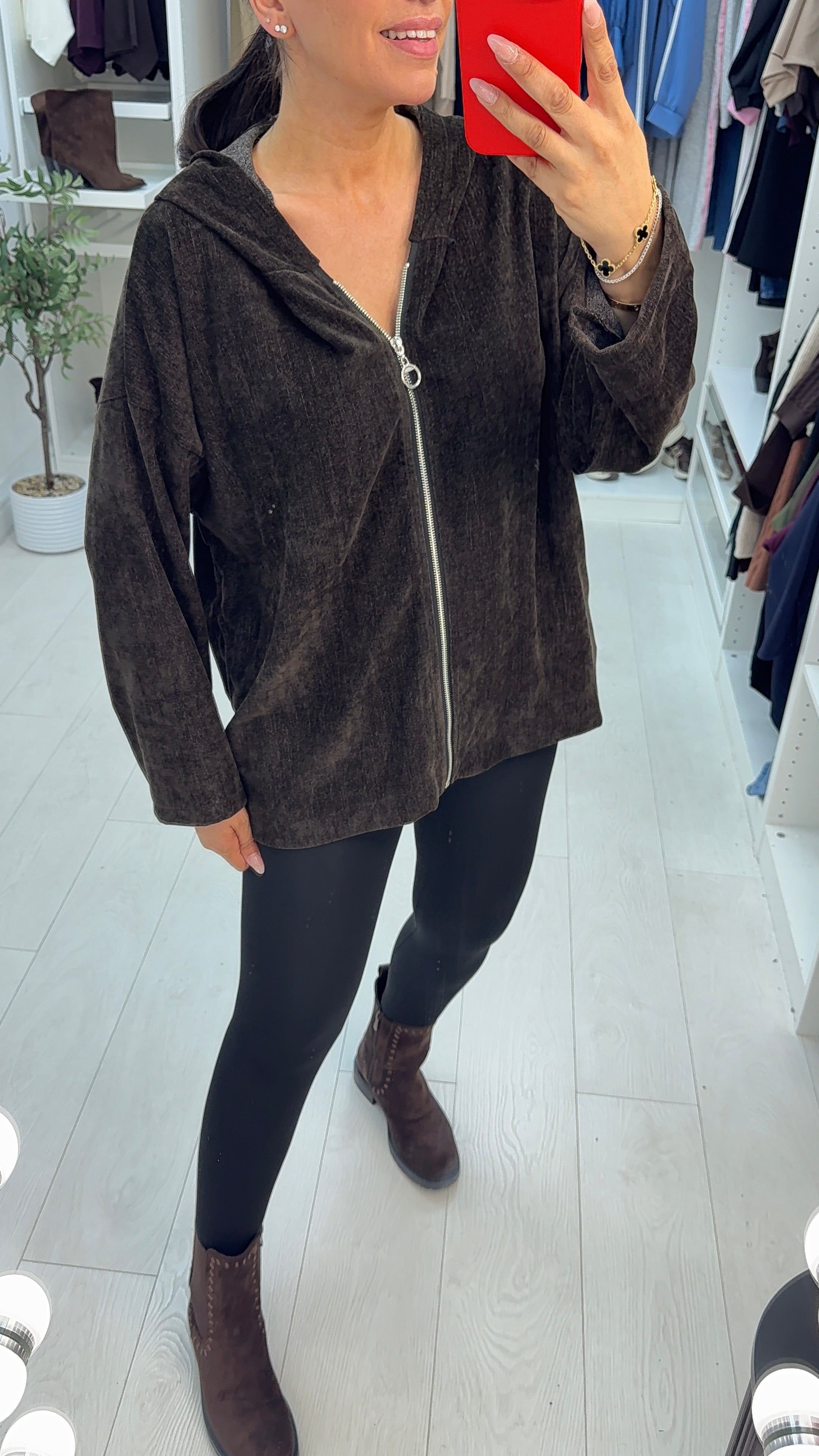 Cecily Plain Lightweight Zip Front Hooded Jacket