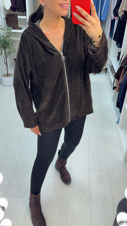Cecily Plain Lightweight Zip Front Hooded Jacket