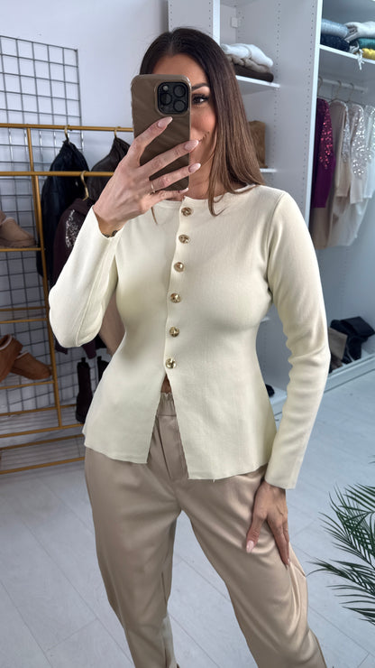 Anisa Plain Button Closure Cardigan