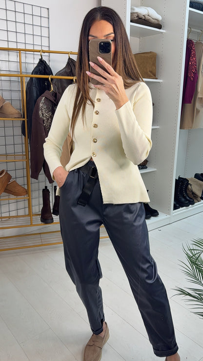 Callen Faux Leather Belted Joggers