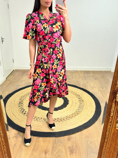 Renate Floral Print Wrap Effect Dress