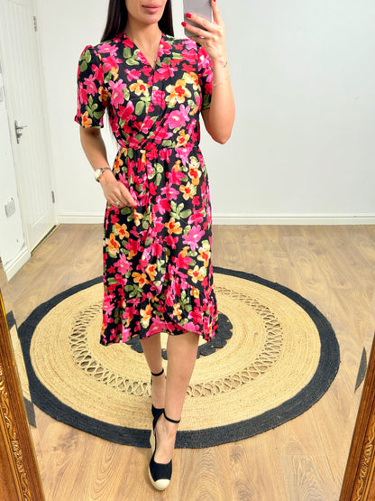 Renate Floral Print Wrap Effect Dress