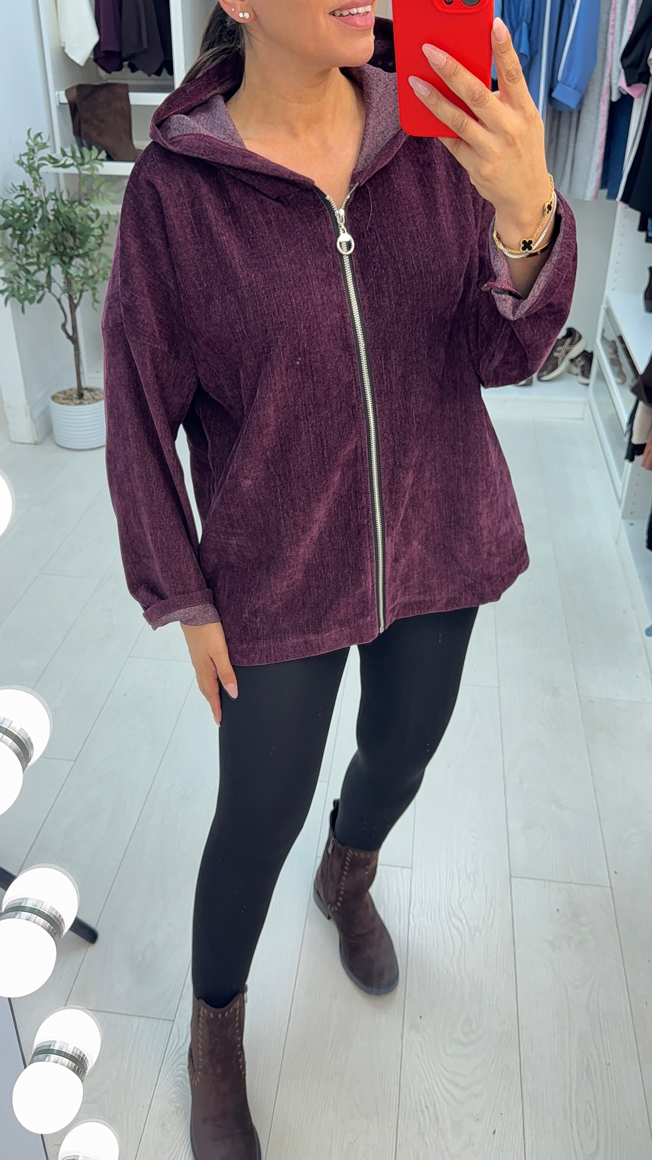 Cecily Plain Lightweight Zip Front Hooded Jacket