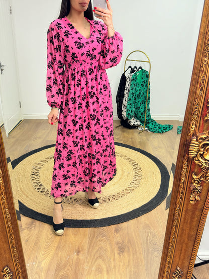 Pilar Elasticated Chiffon Maxi Dress