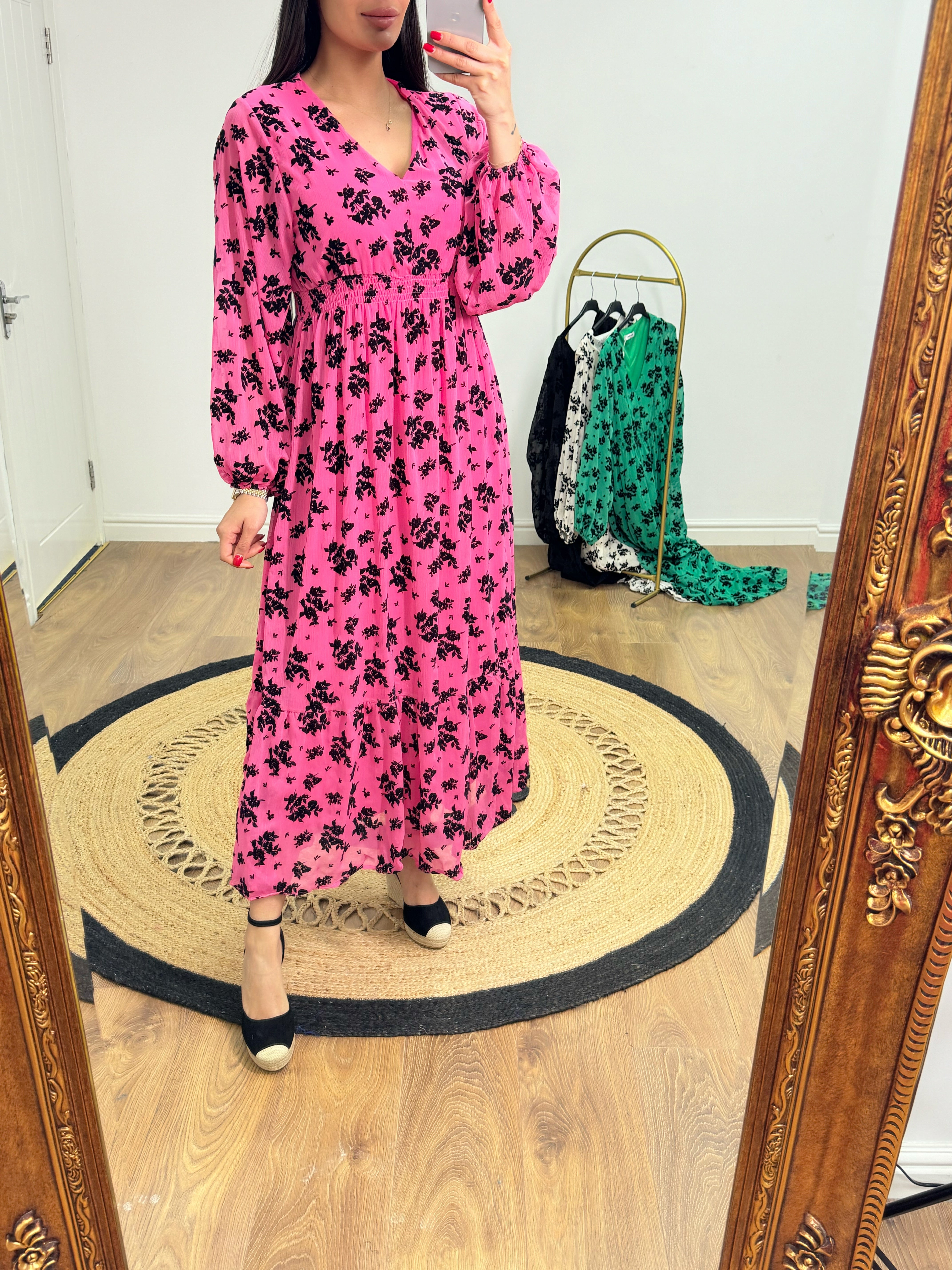 Pilar Elasticated Chiffon Maxi Dress