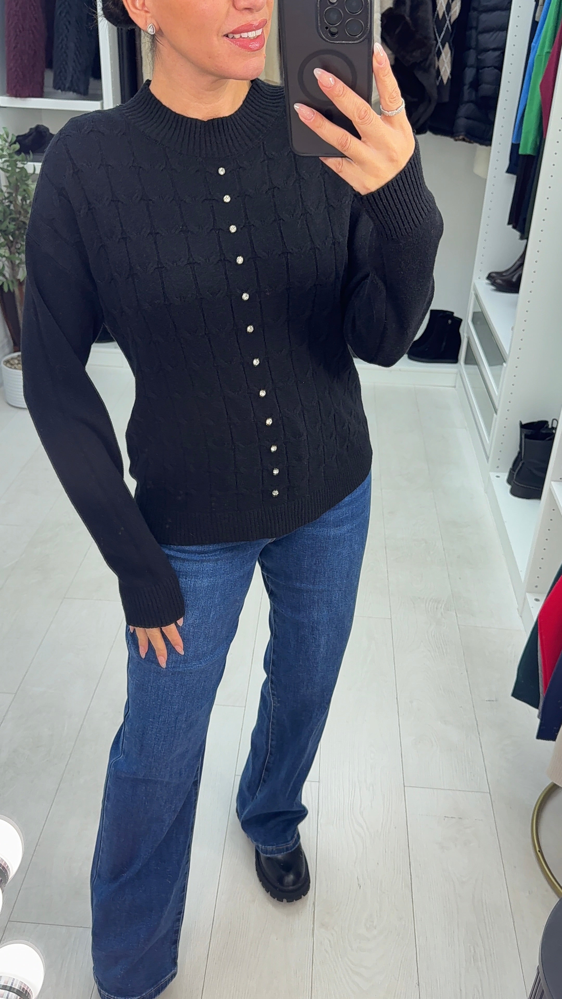 Elsey Plain Diamante Embellished Knit Jumper