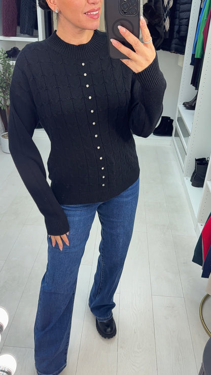 Elsey Plain Diamante Embellished Knit Jumper